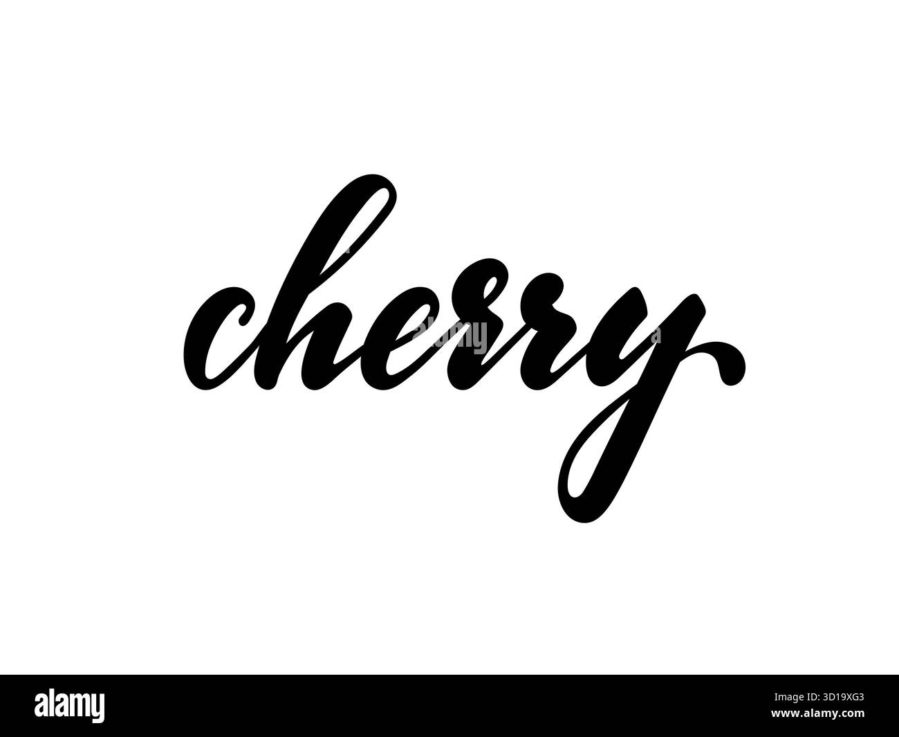 Schwarz-weiße Schrift, Text Cherry. Design für Weihnachtsgrußkarte und Einladung zu saisonalen Sommerferien Stock Vektor
