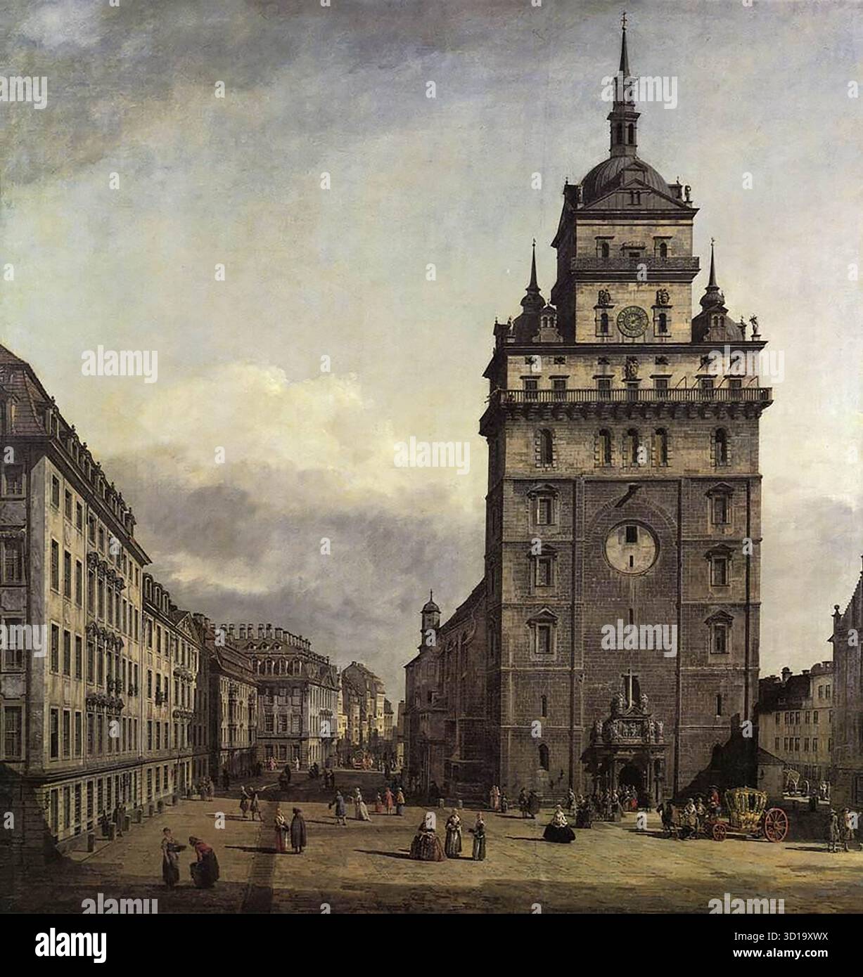 BELLOTTO, Bernardo (* 1720, Venezia, d. 1780, Warszawa) die Kreuzkirche in Dresden 1747-56 Öl auf Leinwand, 196 x 186 cm Edelsteingalerie, Dresden einige Jahre später, während seines zweiten Aufenthalts in Sachsen, stellte Bellotto den Abriss dieser gotischen Kirche dar. Es gibt eine fast identische Version in der Eremitage in St. Petersburg. --- Schlüsselwörter: ----------------- Autor: BELLOTTO, Bernardo Titel: Die Dresdner Kreuzkirche Zeitlinie: 1751-1800 Schule: Italienisch Form: Malerei Art: Landschaft Stockfoto BELLOTTO, Bernardo (* 1720, Venezia, d. 1780, Warszawa) die Kreuzkirche in Dresden 1747-56 Öl auf Leinwand, 196 x 186 cm Edelsteingalerie, Dresden einige Jahre später, während seines zweiten Aufenthalts in Sachsen, stellte Bellotto den Abriss dieser gotischen Kirche dar. Es gibt eine fast identische Version in der Eremitage in St. Petersburg. --- Schlüsselwörter: ----------------- Autor: BELLOTTO, Bernardo Titel: Die Dresdner Kreuzkirche Zeitlinie: 1751-1800 Schule: Italienisch Form: Malerei Art: Landschaft Stockfoto