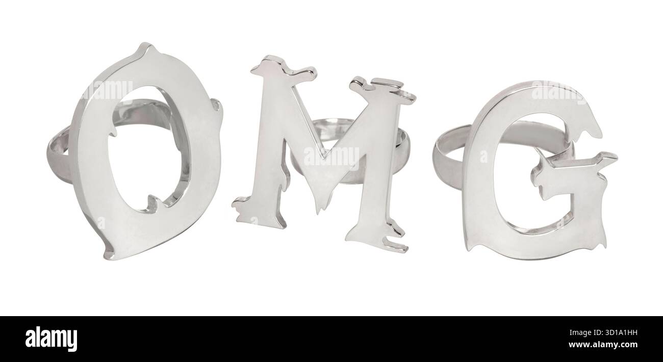 Ringe auf weißem Hintergrund Stockfoto