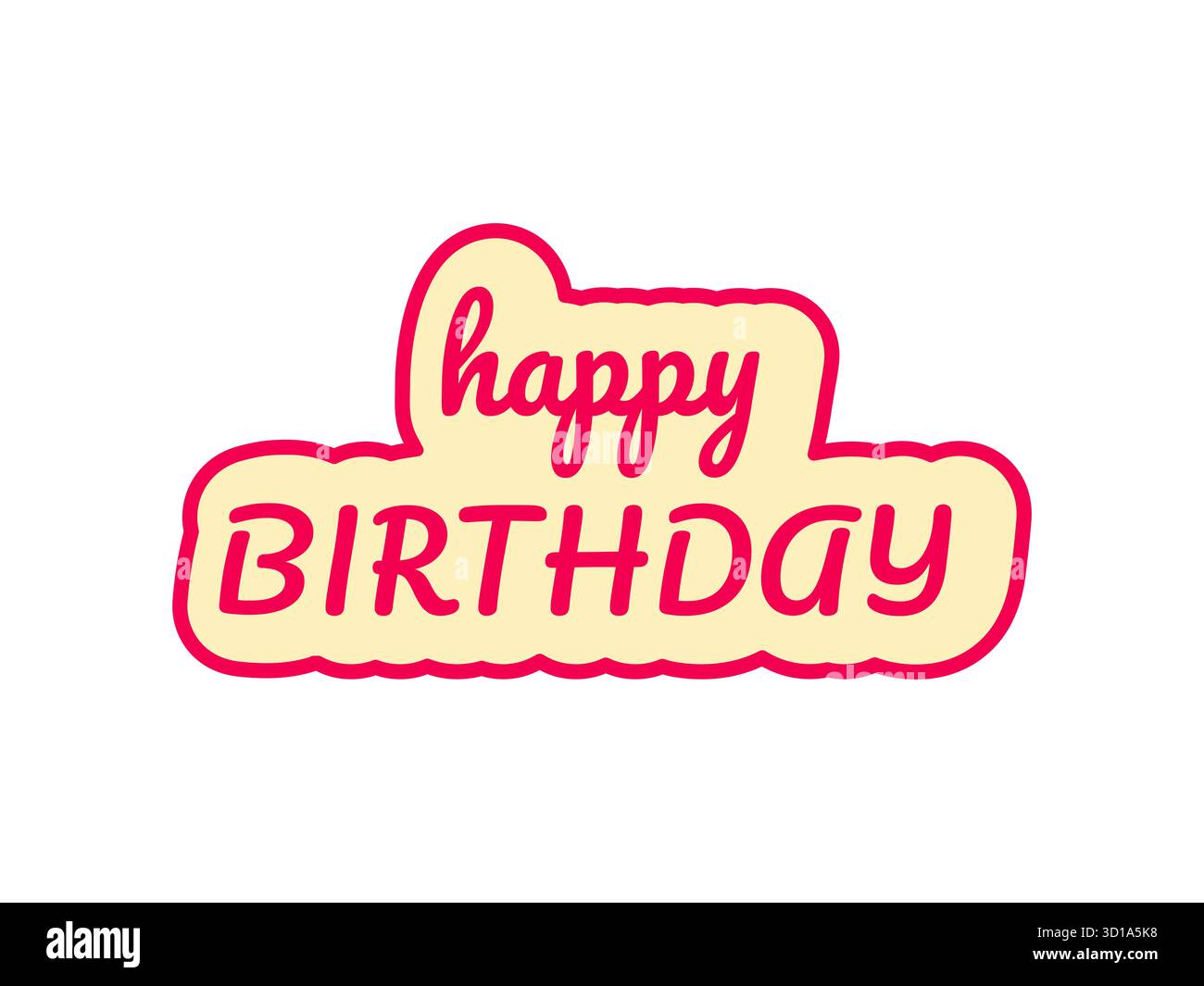 Happy Birthday Textvektor mit roter Umrandung und gelbem Hintergrund perfekt für Grußkarte Design Poster oder festliche Feier Kunstwerk mit che Stock Vektor