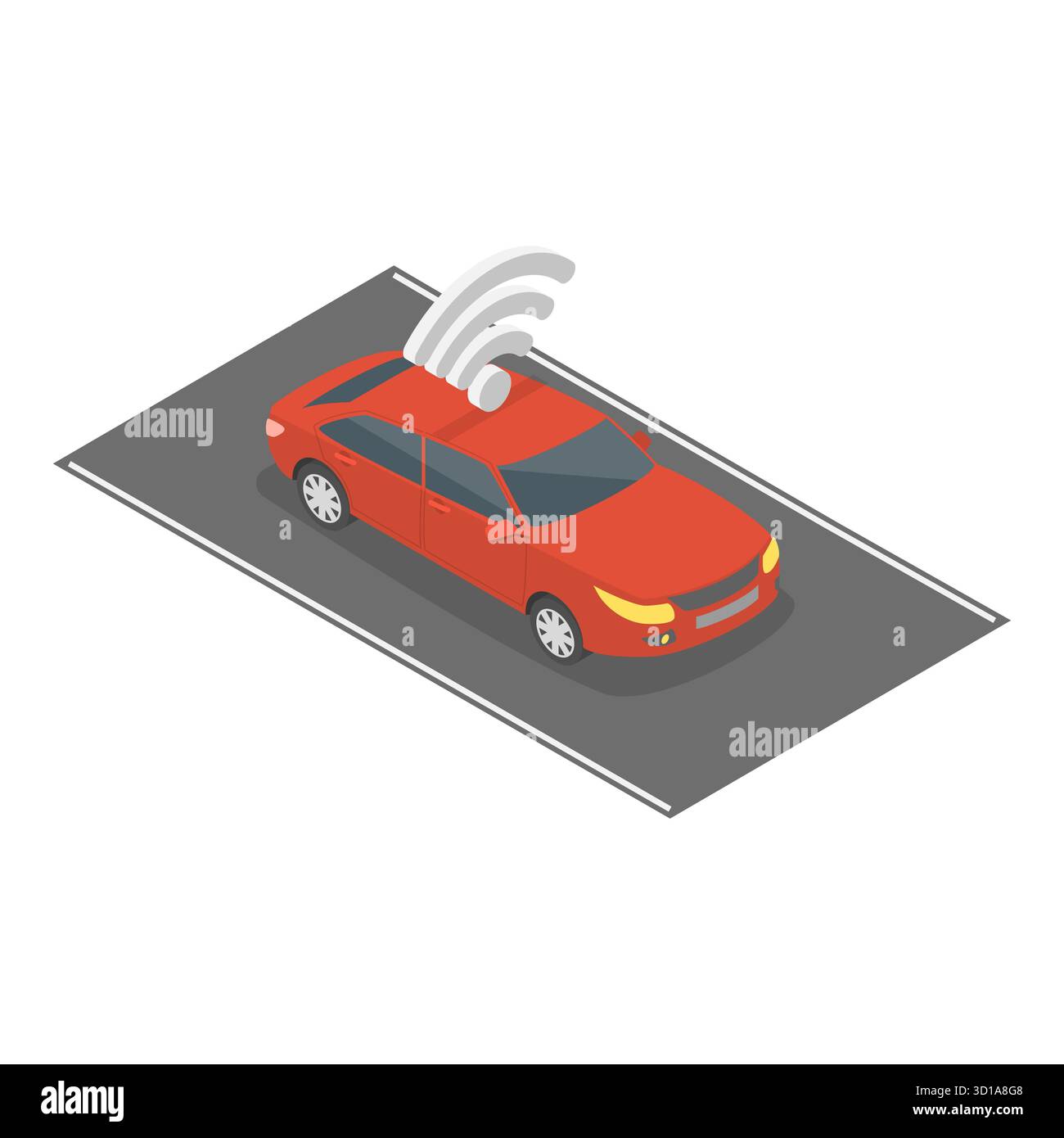Isometrische flache 3D-Illustration von elektronischen Mautgebühren, Bahnhofstor. Punkt 3 Stockfoto