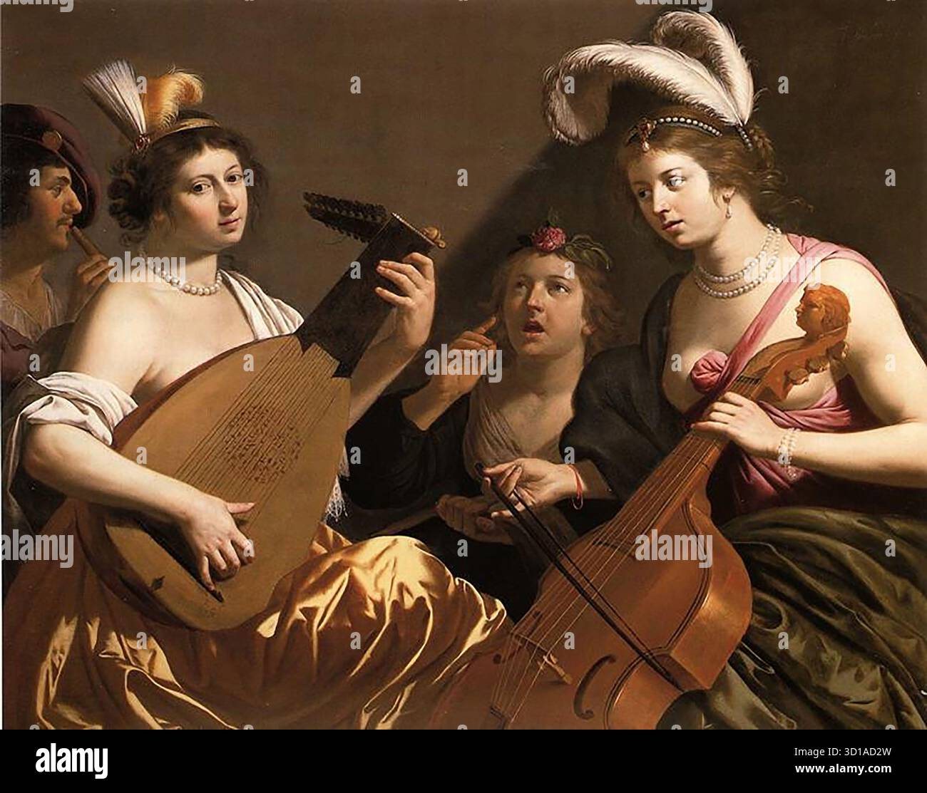 BIJLERT, Jan van (* 1597/98, Utrecht, d. 1671, Utrecht) The Concert 1635-40 Öl auf Leinwand Privatsammlung niederländischer Maler, der bei Abraham Bloemaert studierte und 1621 nach Italien aufbrach. 1624 kehrte er aus Italien nach Utrecht zurück. Er kam als bestätigter Karavaggist an, der sich stark auf die starken Hell-Dunkel-Effekte des italienischen Meisters stützte, aber Anfang der dreißiger Jahre nahm er, wie die meisten Utrechter Maler, eine klassische Art und eine hellere Palette an. --- Schlüsselwörter: ----------------- Autor: BIJLERT, Jan van Titel: Das Konzert Zeitlinie: 1601-1650 Schule: Niederländisch Form: Malerei Art: Stockfoto