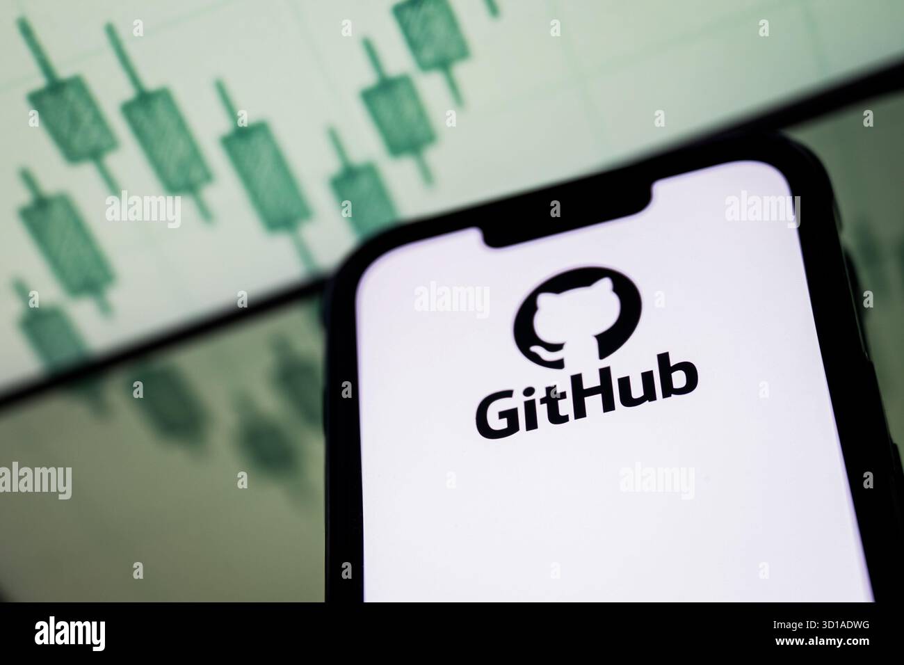 Polen. Oktober 2025. In dieser Fotoabbildung wird ein GitHub-Logo auf einem Smartphone-Bildschirm angezeigt. Quelle: SOPA Images Limited/Alamy Live News Stockfoto