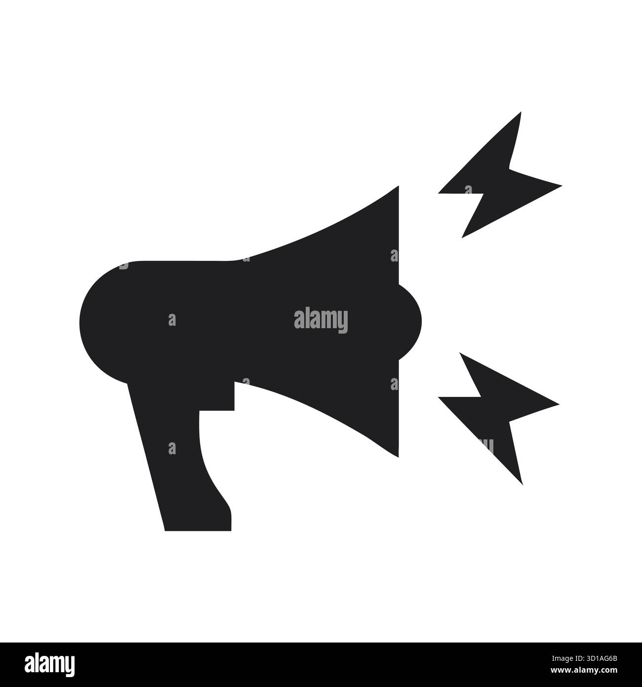 Schwarze Megaphone-Silhouette mit Schallwellen – minimaler Kommunikations- und Ankündigungssymbol-Vektor Stock Vektor