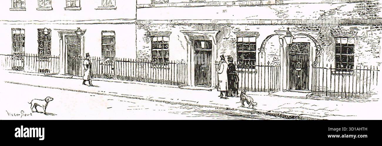 10 Downing St, London, England, im viktorianischen Zeitalter. Offizielle Residenz des ersten Herren des Schatzamtes, Amt des Premierministers. Stockfoto