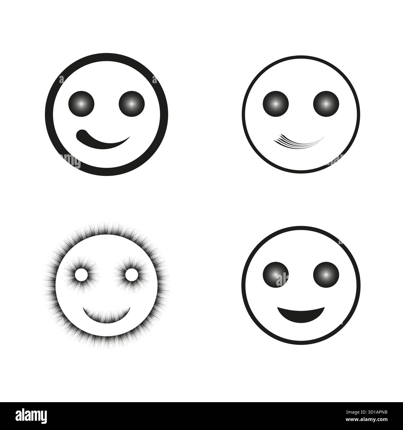 Happy Face-Symbole. Symbol für Emotionen umreißen. Smile Vector Emblem. Fröhliche Benutzeroberfläche. Stock Vektor