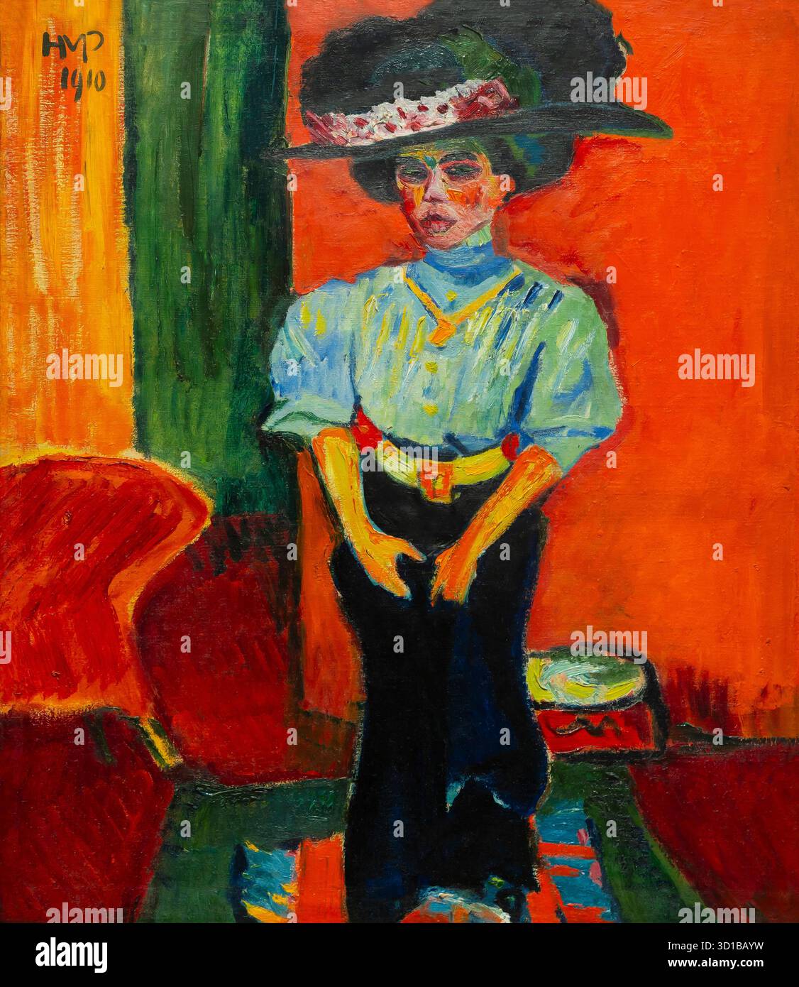 Junge Dame mit Federhut, Max Pechstein, 1910, Stockfoto