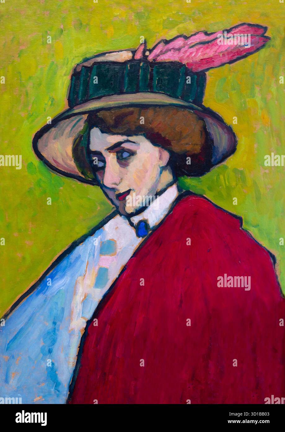 Porträt einer jungen Dame mit großem Hut, Porträt einer jungen Frau mit großem Hut, polnische Frau, Gabriele Munter, 1909, Courtauld Gallery, London, De Stockfoto