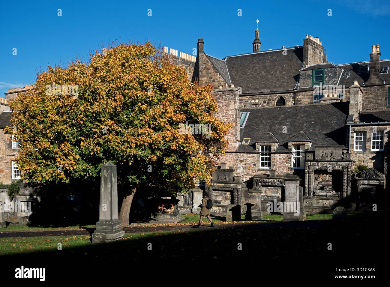 Herbst in Greyfriars Kirkyard, Edinburgh, Schottland, Großbritannien. Stockfoto