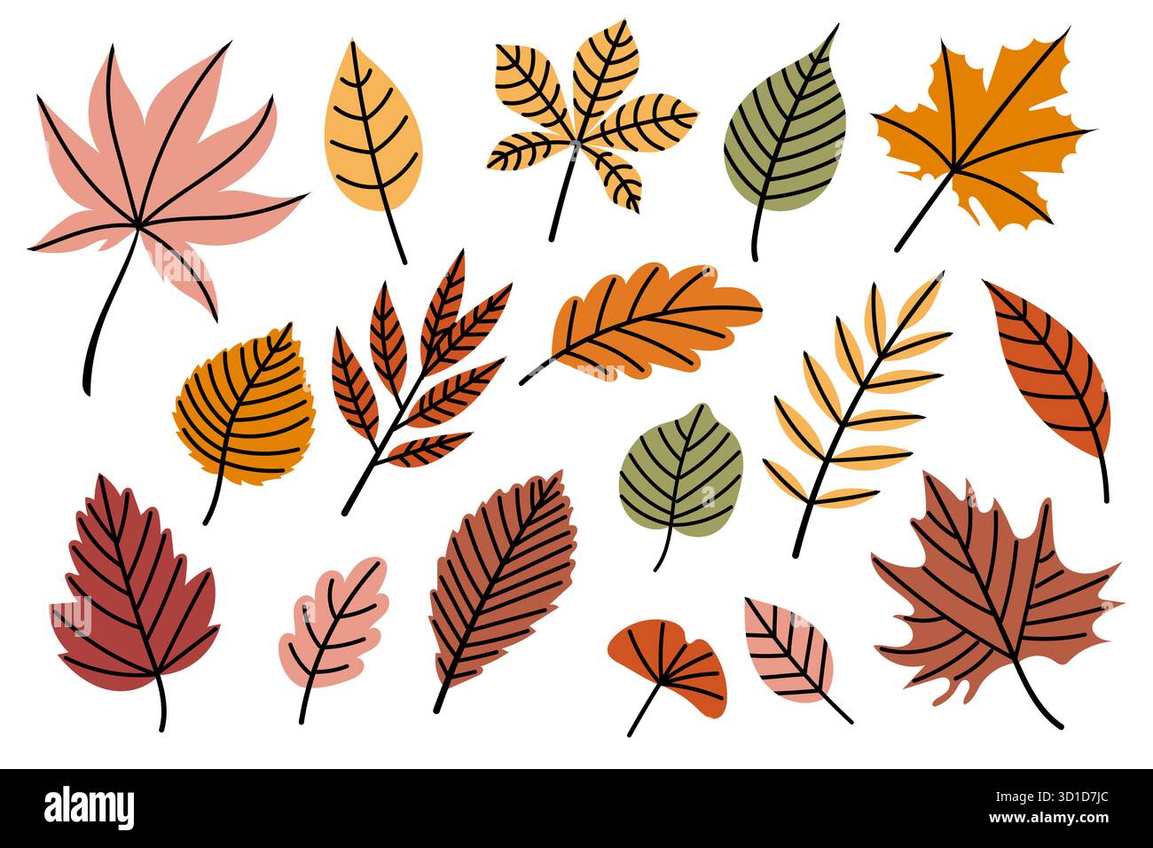 Ein wunderschönes und farbenfrohes Muster mit Herbstblättern in verschiedenen leuchtenden Farben und Tönen Stock Vektor