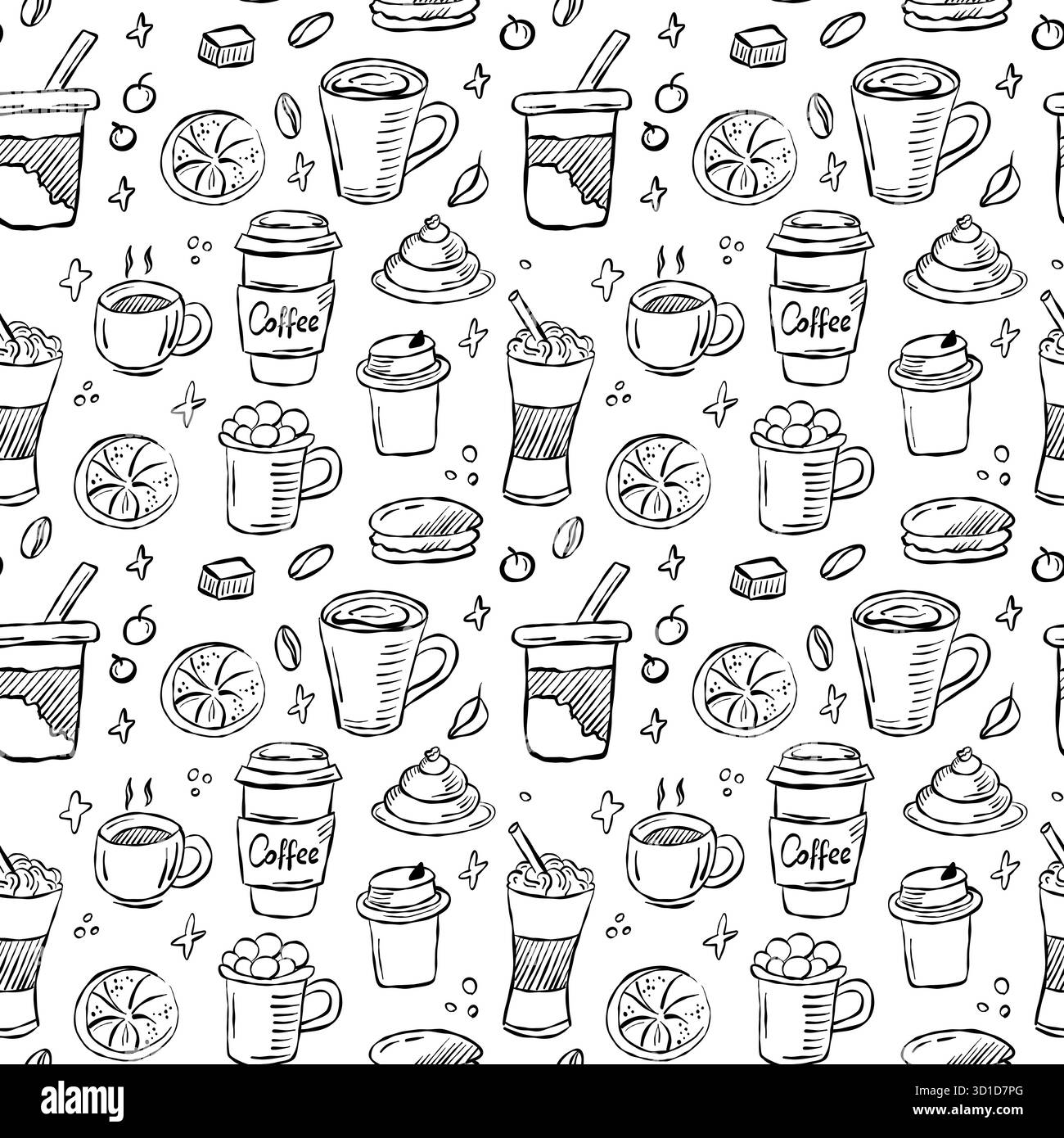 Ein Muster mit köstlichen Getränken und Desserts, perfekt für jede Feier Stock Vektor