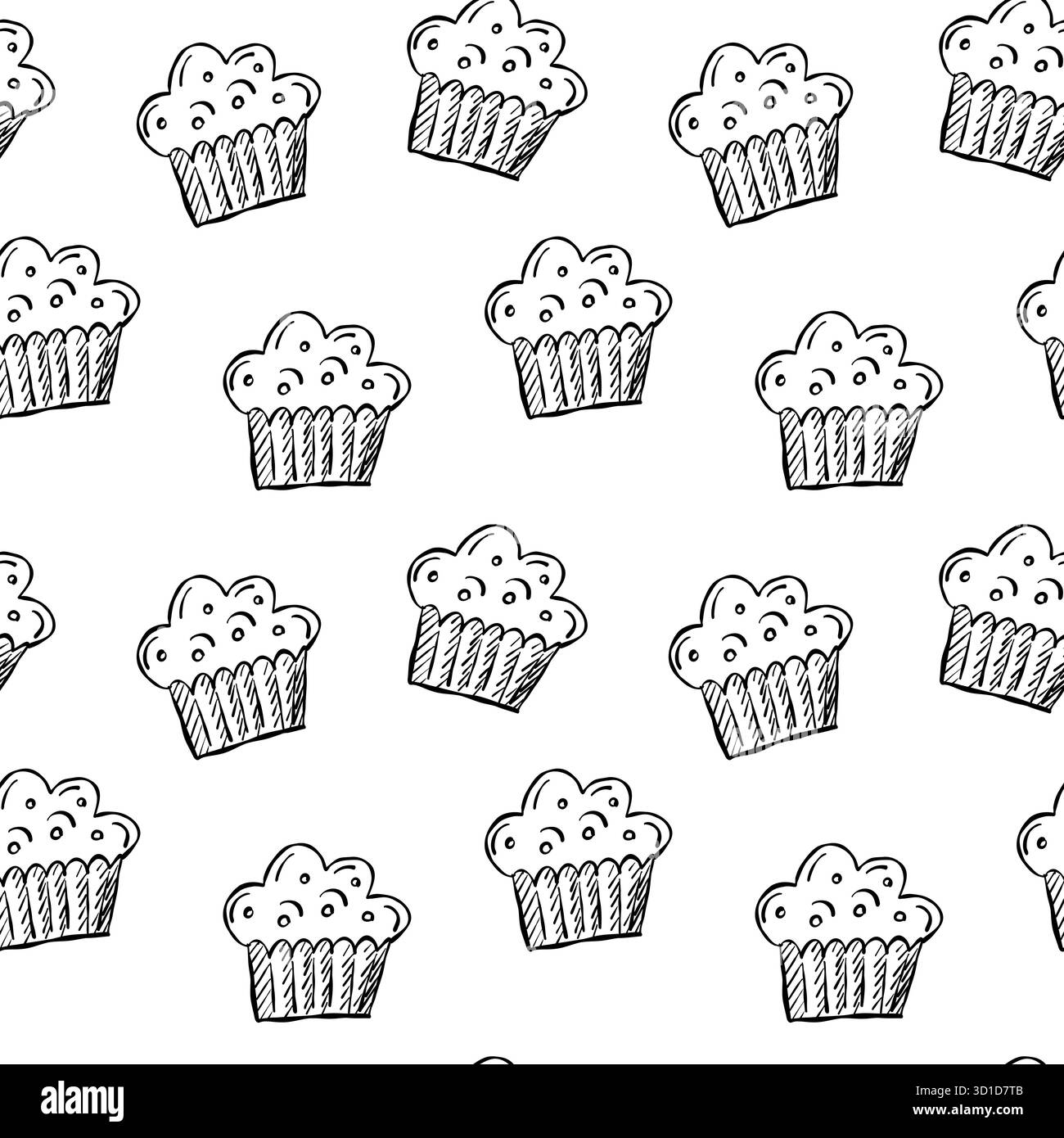 Entzückendes handgezeichnetes Cupcake-Muster, perfekt für süße Leckereien und Feiern Stock Vektor
