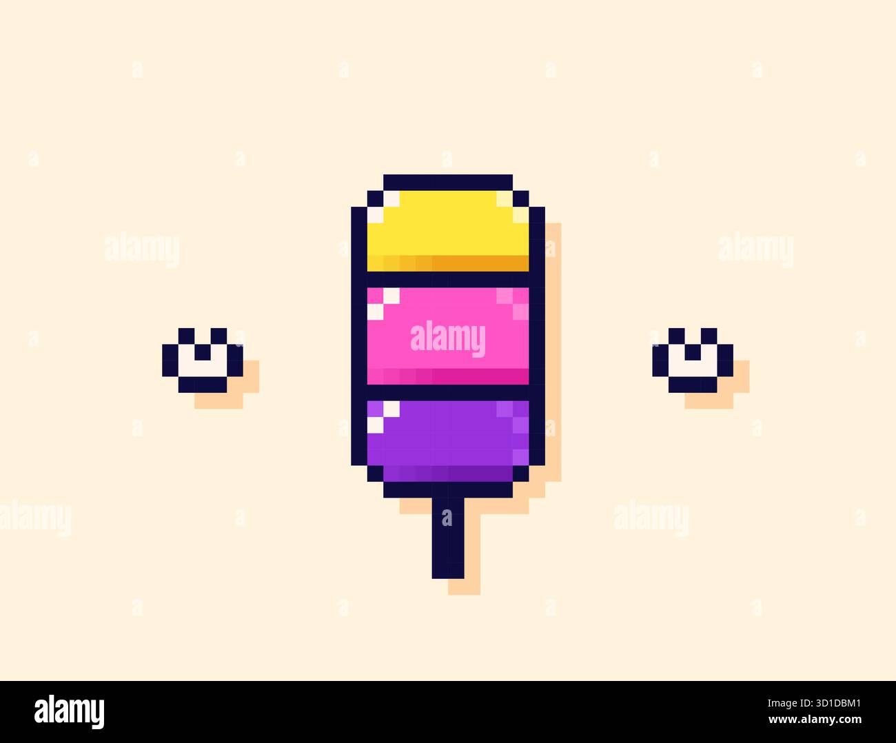 Niedliches, helles Farbeis mit Pixel-Kunst. Stock Vektor