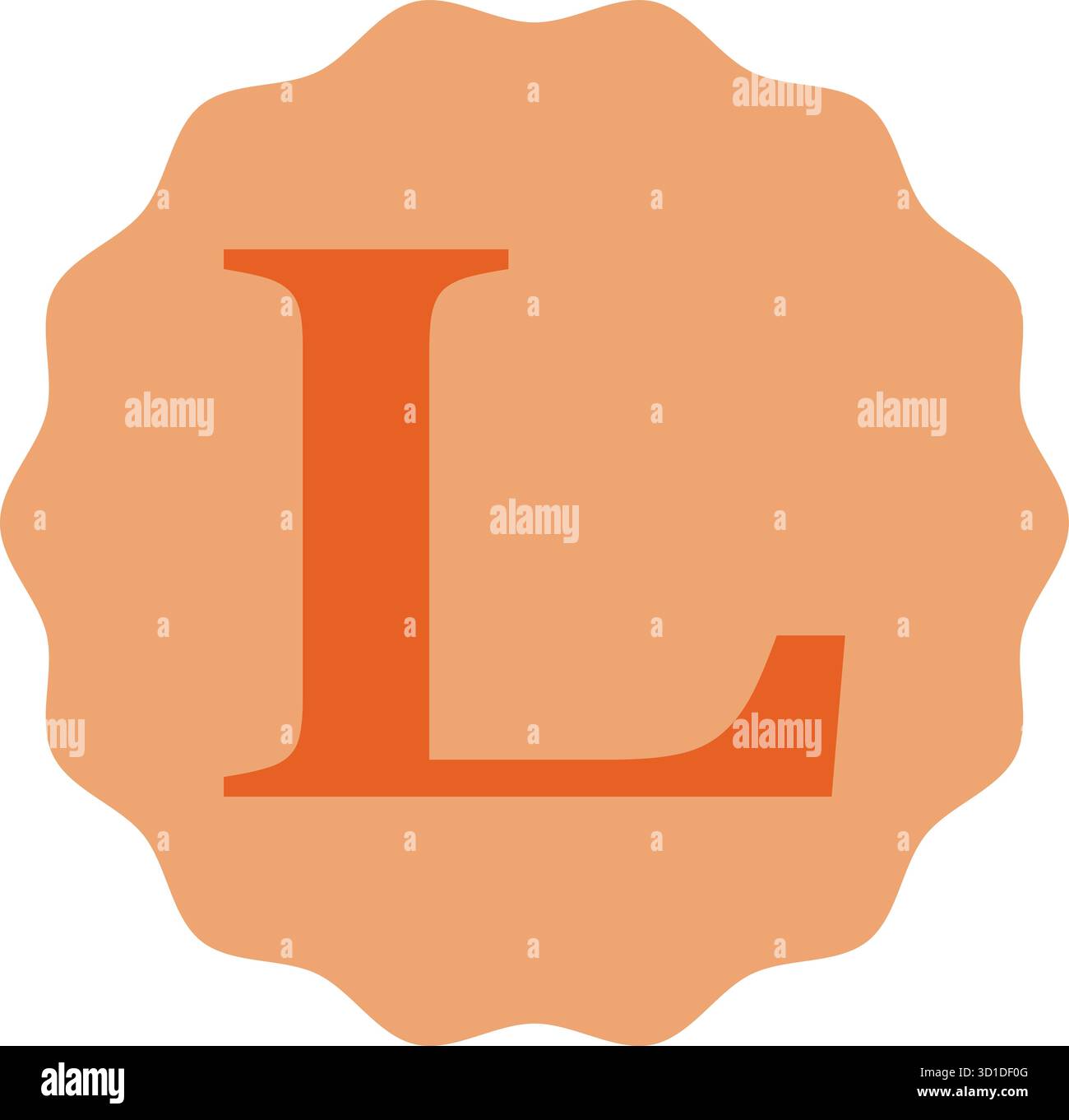 Orangefarbenes L-Vektordesign isoliert auf weißem Hintergrund. Ideal für Schulungsmaterialien, kreative Typografie, Alphabet-Lernkarten und Poster Stock Vektor