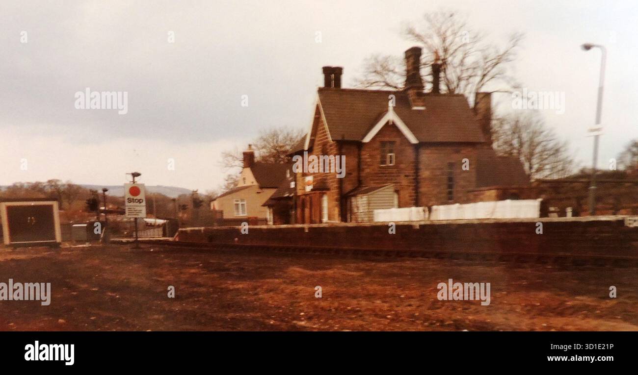 Ein alter Schnappschuss vom Bahnhof Ruswarp, Yorkshire. In der Nähe von Whitby, North Yorkshire ( auf der Route der alten Pferdebahn. Heute Teil des North Yorkshire Railway-Systems.) Stockfoto