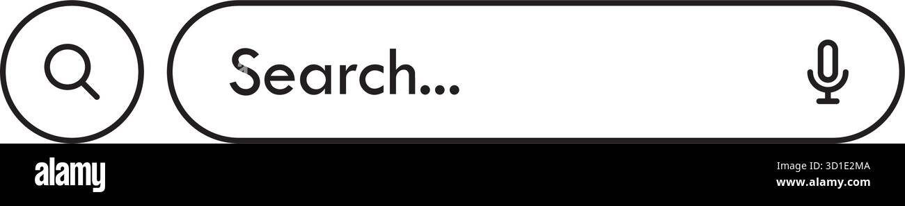 Lineare Suchleiste Mit Mikrofon Auf Weißem Hintergrund, Isolierte Vektorillustration Stock Vektor