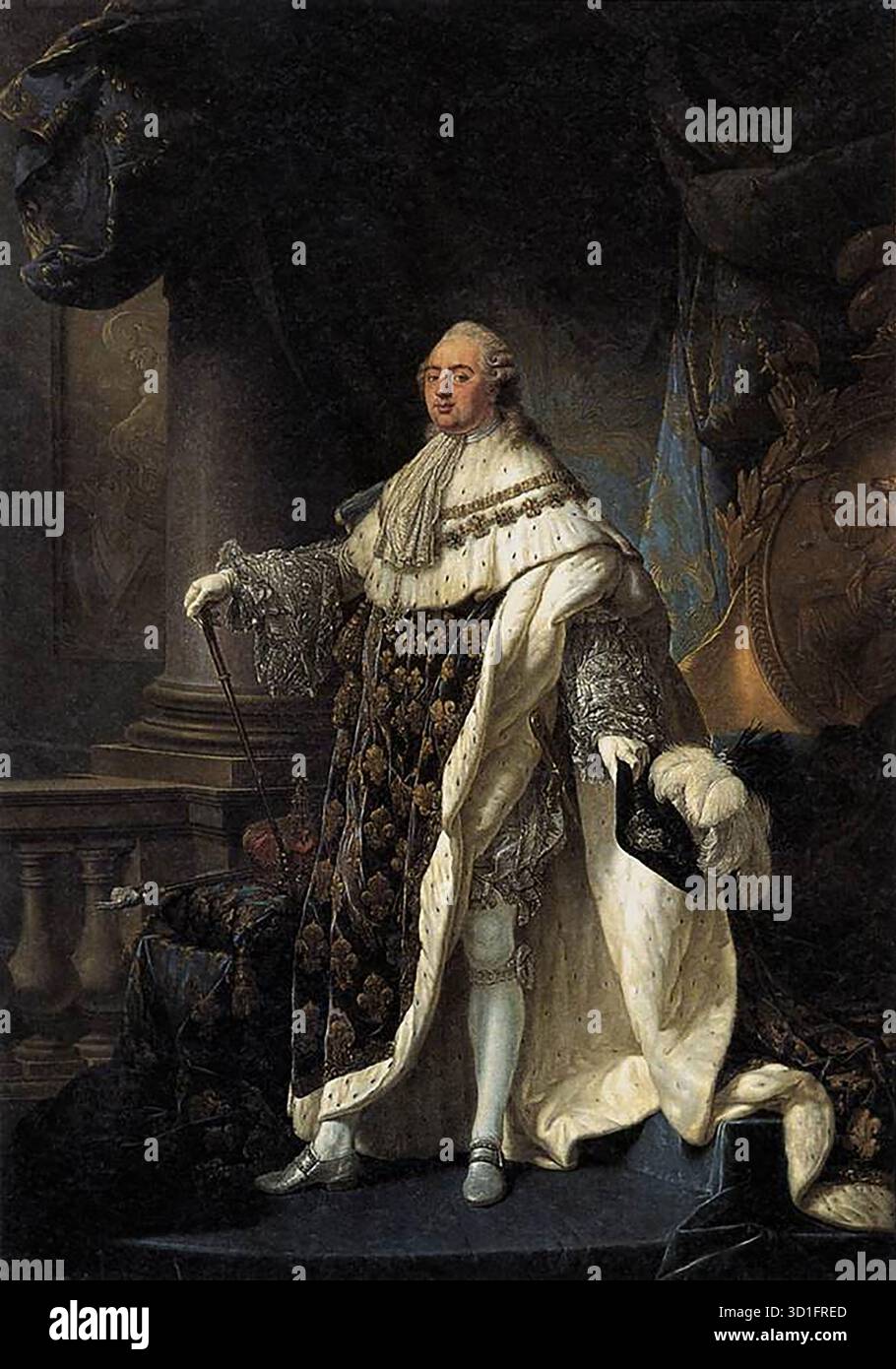 CALLET, Antoine-Fran?ois (* 1741, Paris, d. 1823, Paris) Portrait von Louis XVI 1788 Öl auf Leinwand, 278 x 196 cm Mus?e National du CH?teau, Versailles im Mai 1774 starb Ludwig XVI. An Pocken, und sein zwanzigjähriger Enkel Louis Augustus wurde Nachfolger --- Schlüsselwörter: ----------------- Autor: CALLET, Antoine-Fran?ois Titel: Porträt von Louis XVI Form: Malerei Zeitlinie: 1751-1800 Schule: Französisch Typ: Porträt Stockfoto