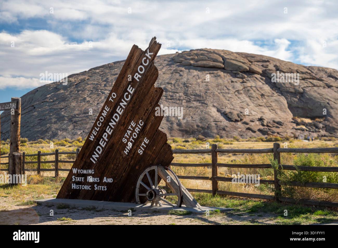 Alcova, Wyoming – Independence Rock, wo mehr als 5.000 Emigranten ihre Namen auf dem Weg nach Westen nach Kalifornien, Oregon oder U eingravierten Stockfoto