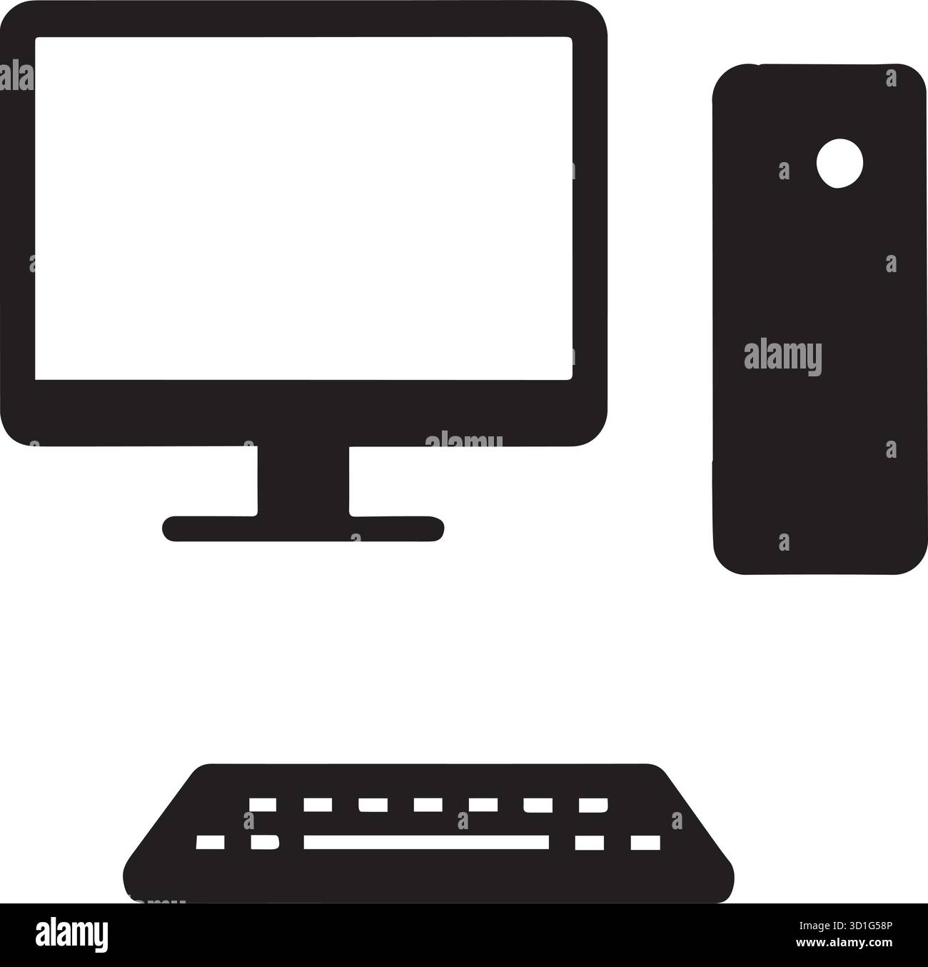 Computer Set Illustration Vektor Silhouette Stock Vektor