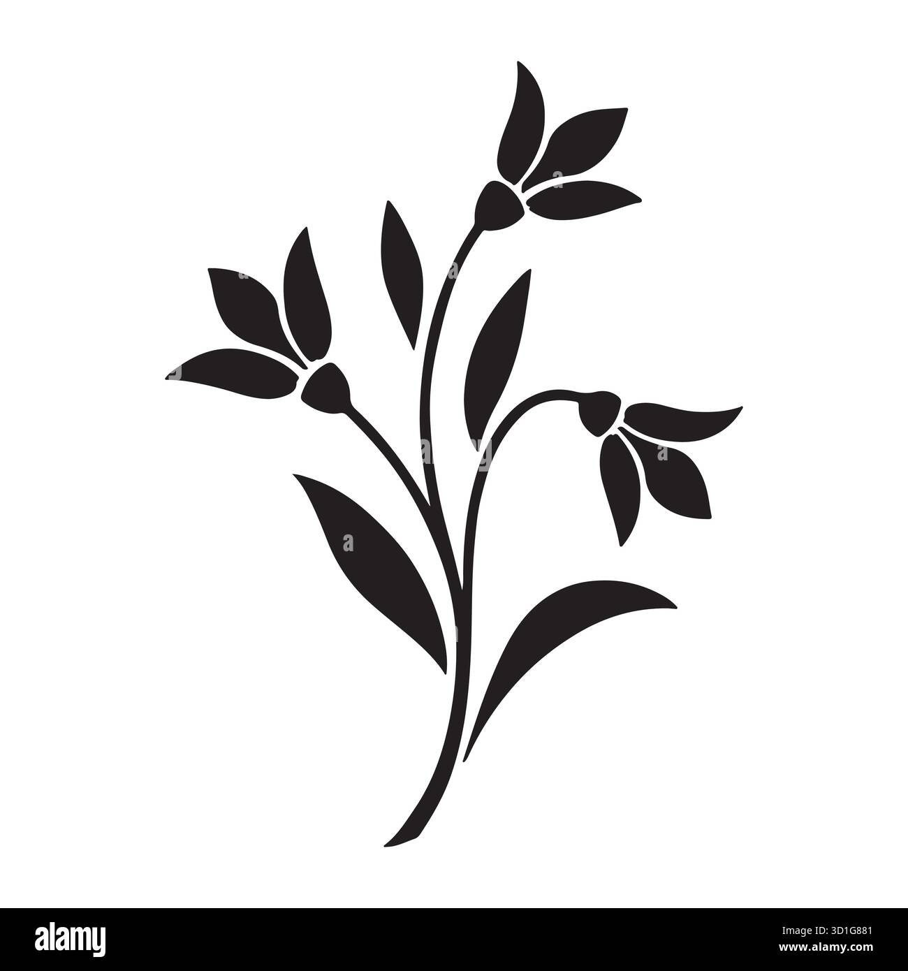 Minimalistischer Schwarzer Tulpenstrauß Silhouette Vektor-Illustration Stock Vektor