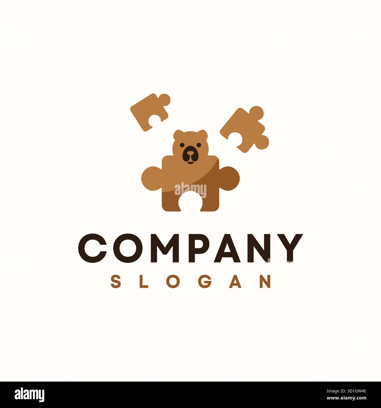 Bear Puzzle Logo braun Farbe Stil Vektor Design Vorlage. Vektorabbildung Stock Vektor