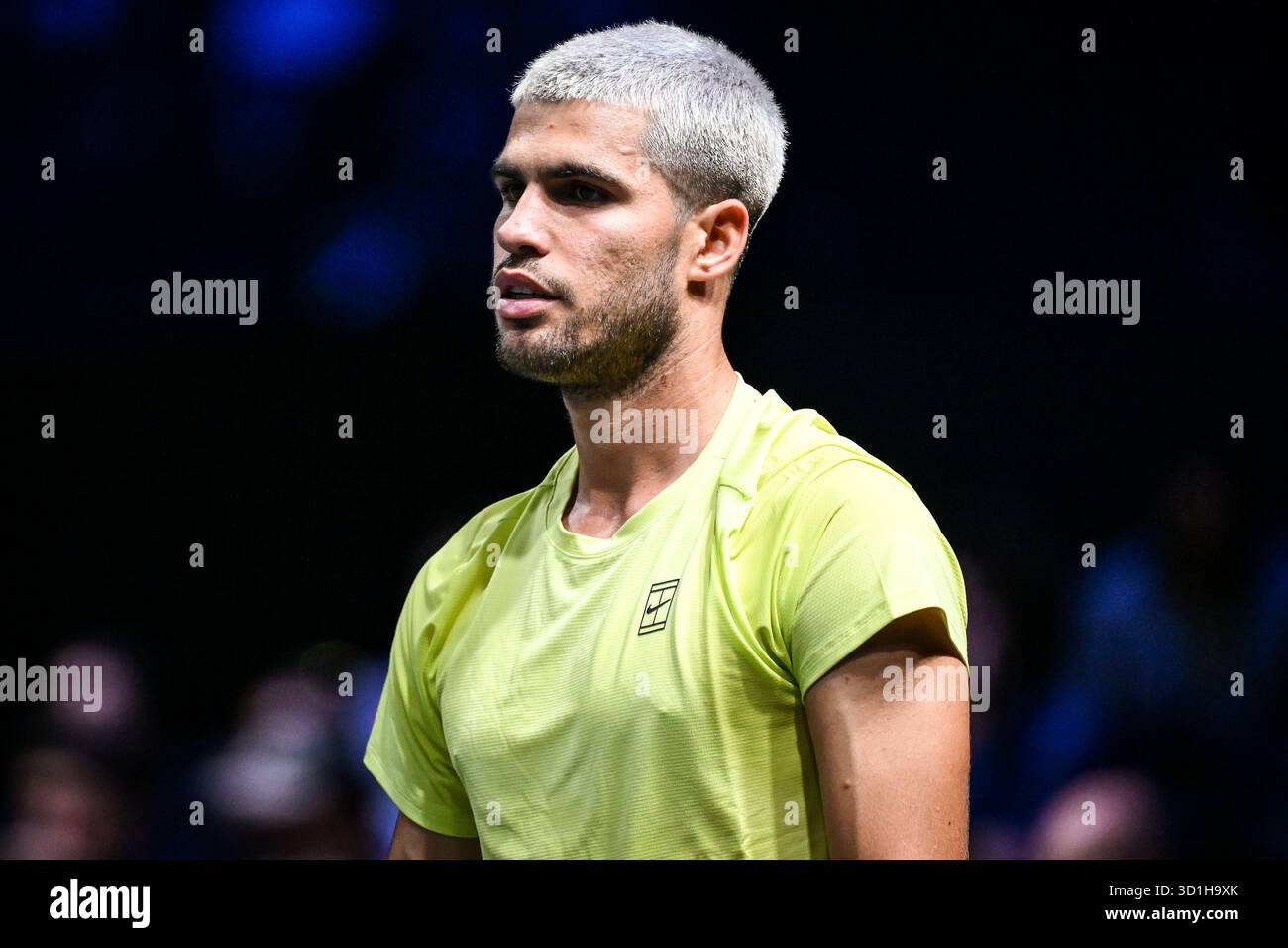 Nanterre, Frankreich, Frankreich. Oktober 2025. Carlos ALCARAZ aus Spanien am zweiten Tag des Rolex Paris Masters 1000 Tennis Turniers in der Accor Arena am 28. Oktober 2025 in Nanterre bei Paris. (Kreditbild: © Matthieu Mirville/ZUMA Press Wire) NUR REDAKTIONELLE VERWENDUNG! Nicht für kommerzielle ZWECKE! Quelle: ZUMA Press, Inc./Alamy Live News Stockfoto