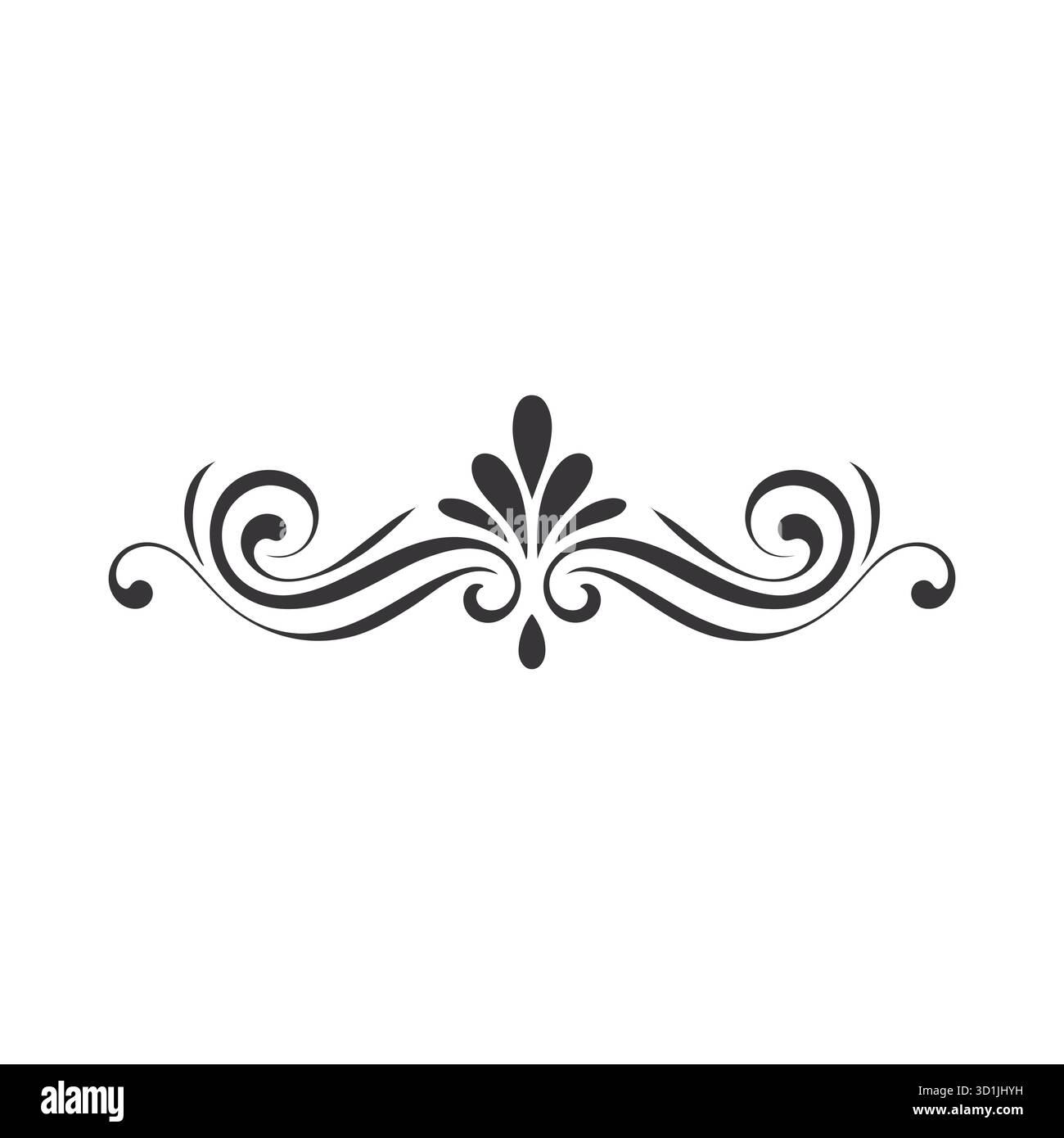 Elegante Schwarze Verzierte Blumen-Wirbel-Trennwand Vintage-Vektor-Illustration Stock Vektor