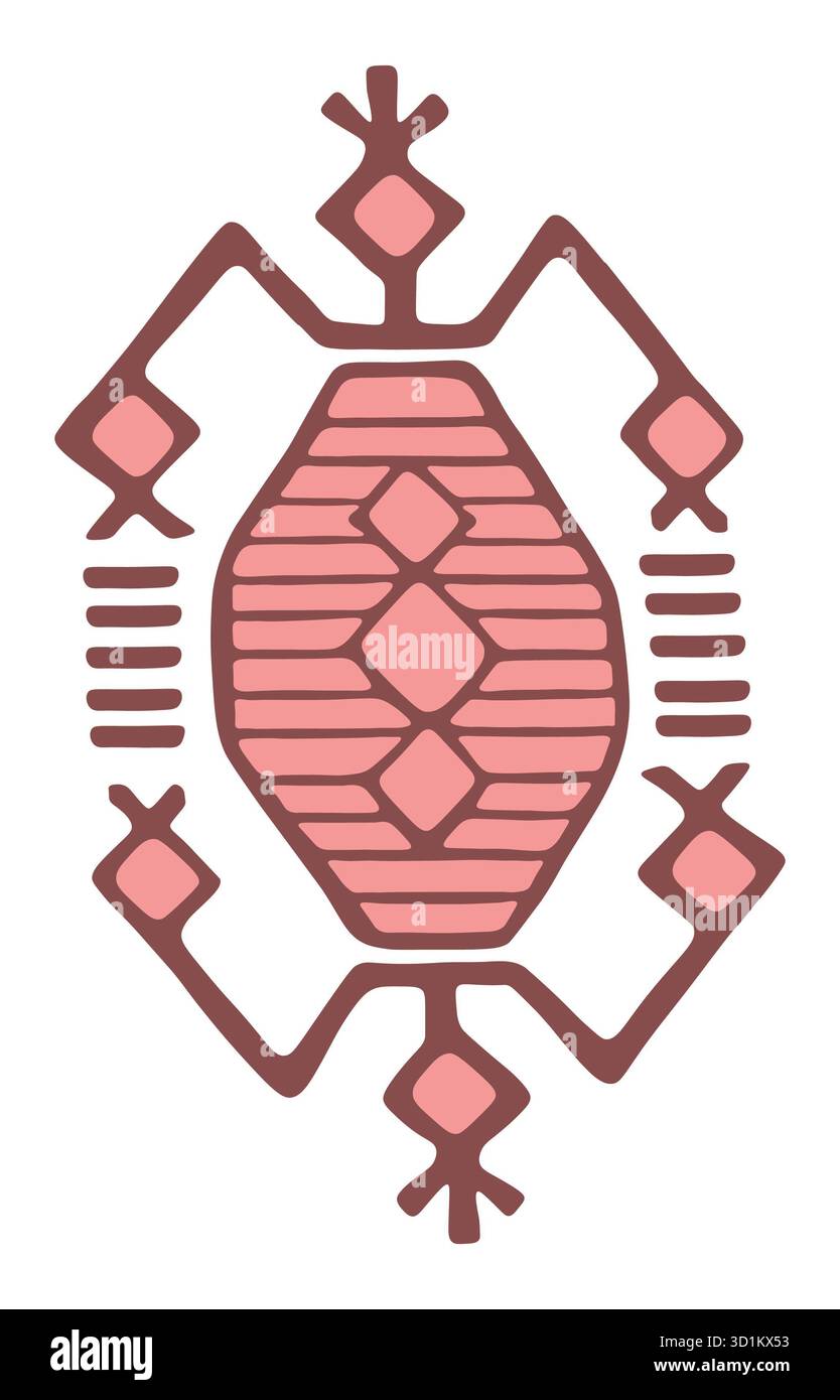 Traditionelles Balkan- und slawisches Kulturerbe mit geometrischer Volkskunst, heiligen Symbolen, ethnischem Design und kultureller Zierkunst. Stockfoto