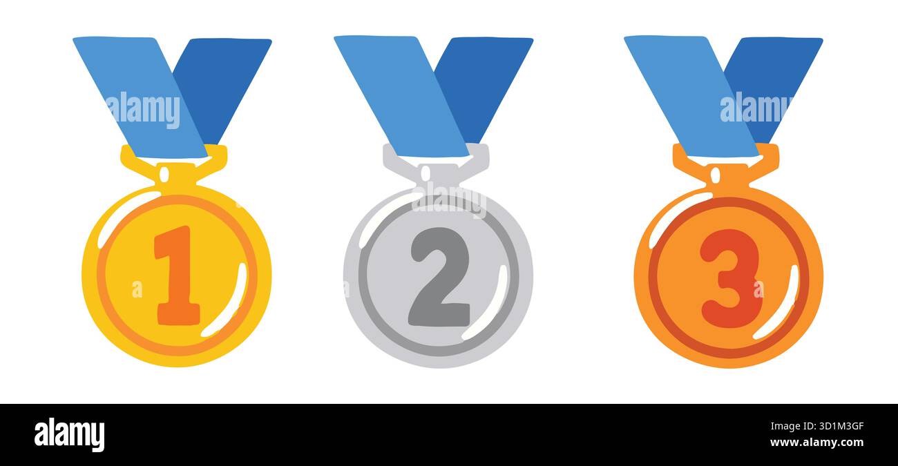1,2,3 Medaille auf weißem Hintergrund. Stock Vektor