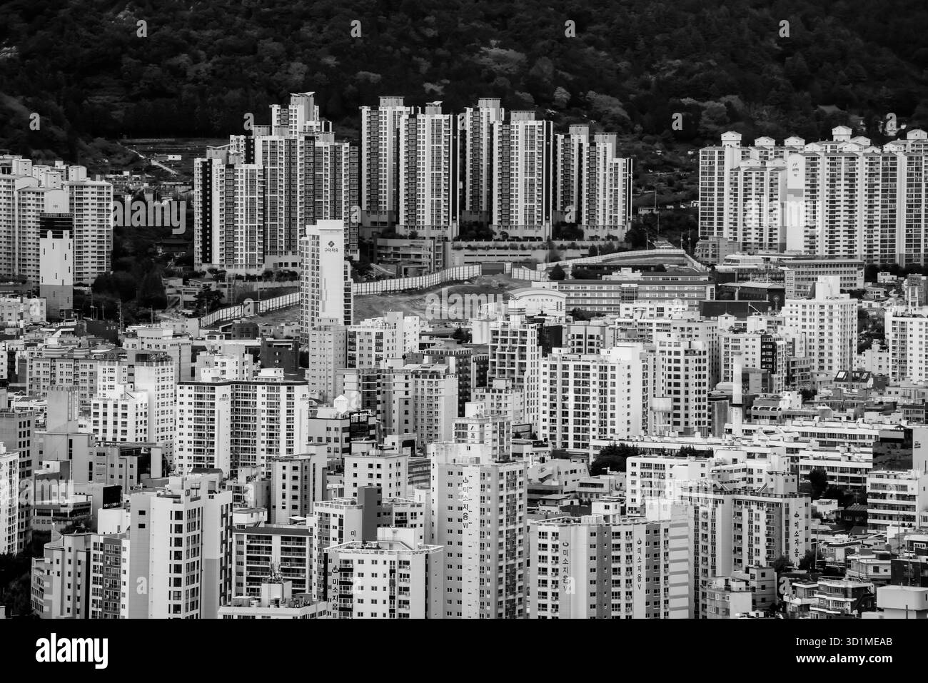 BUSAN, SÜDKOREA - 9. OKTOBER 2025 - Busan, Südkorea, zeigt das überfüllte Stadtleben und moderne Architektur Stockfoto