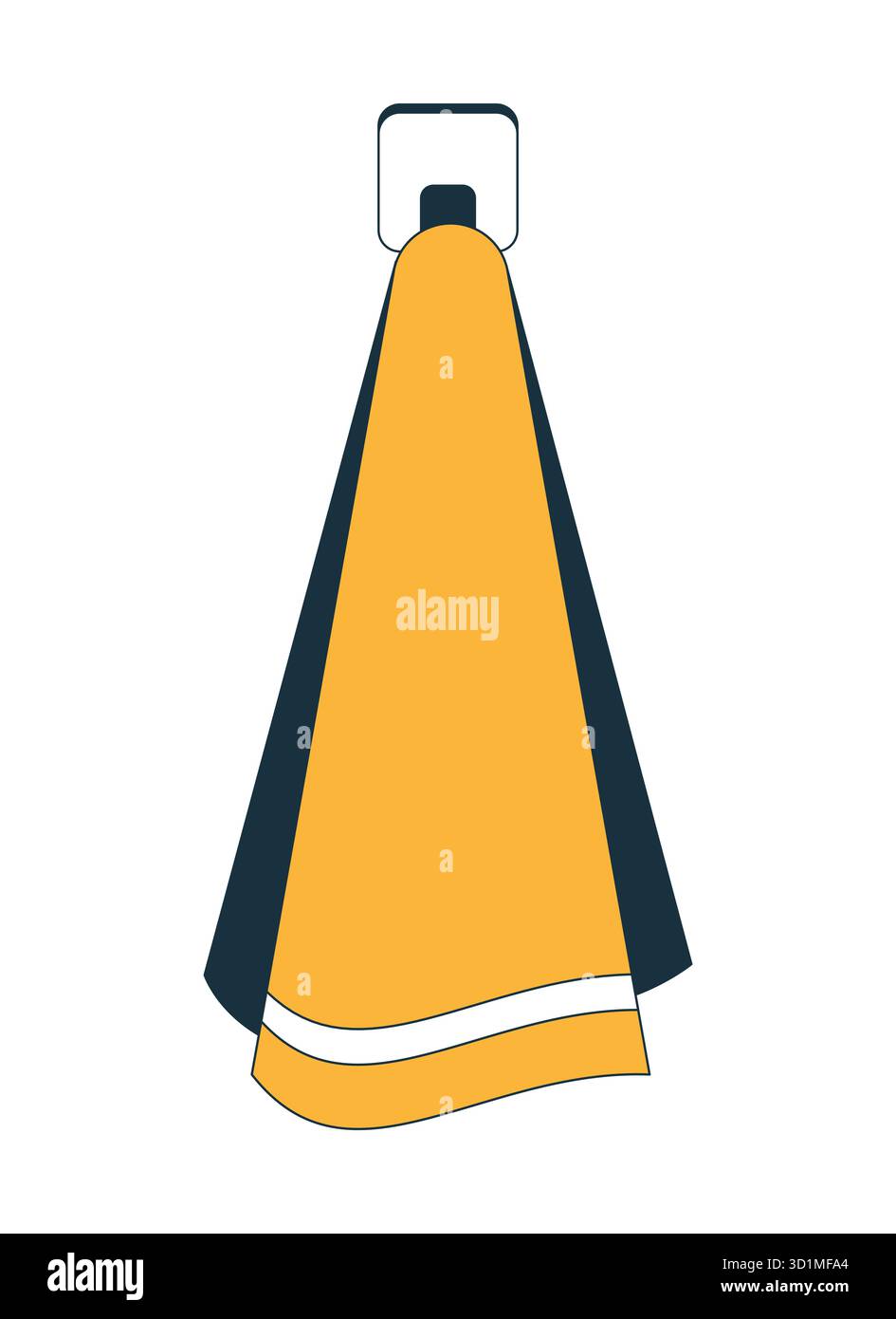 Hängendes Badezimmertuch an Wandhaken 2D-Zeichentrickobjekt Stock Vektor