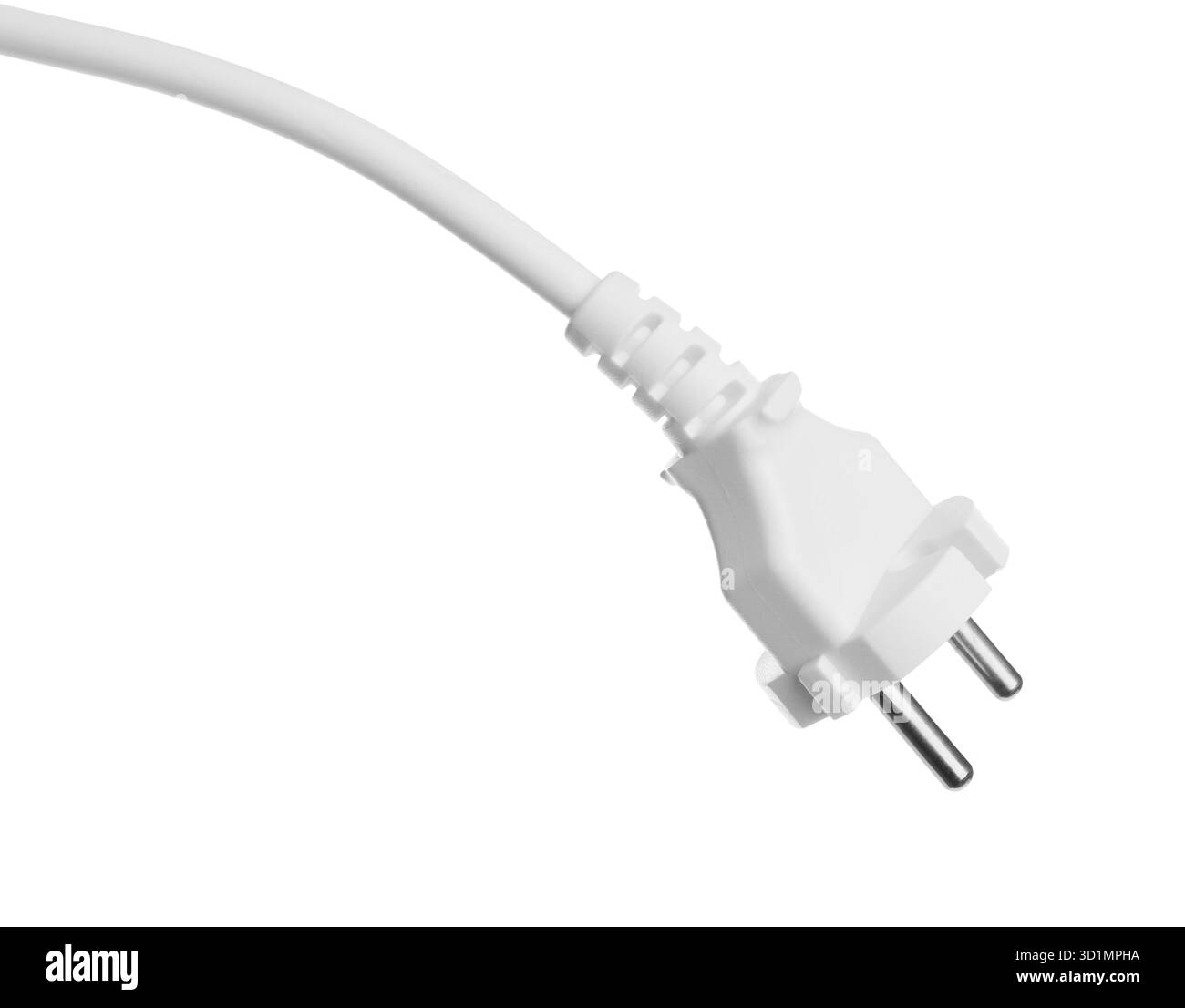 Ein elektrisches Kabel mit Stecker auf weiß isoliert Stockfoto