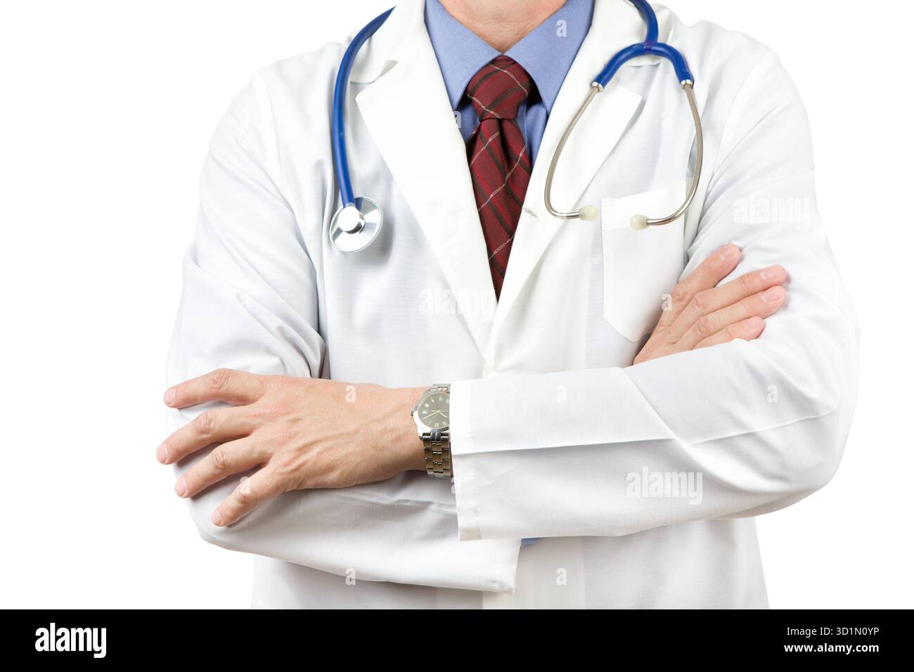 Arzt mit gekreuzten Händen Stockfoto