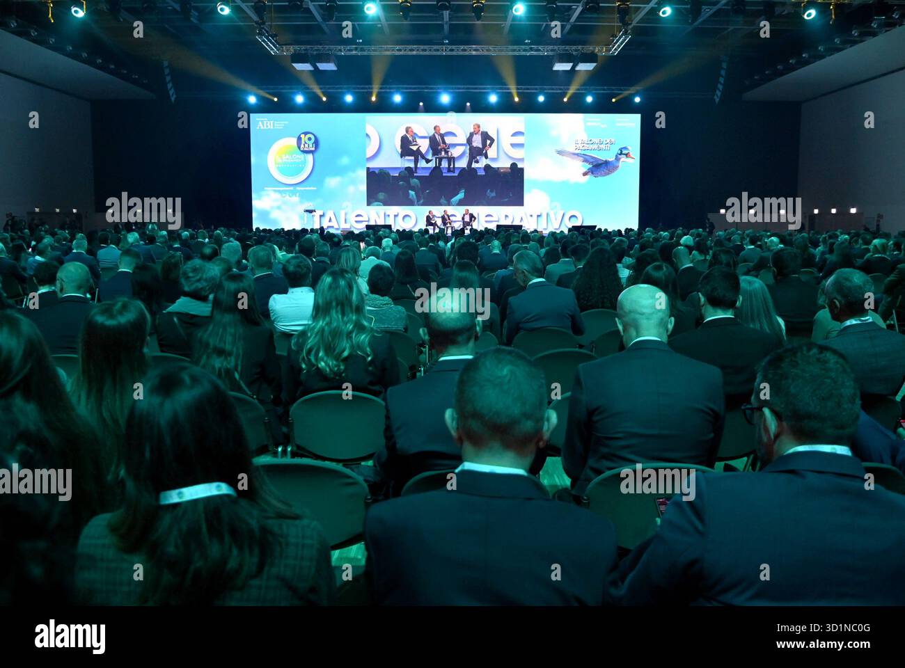 Mailand, Italien. Oktober 2025. Mailand, Allianz Mico Payments Hall Eröffnung mit Antonio Patuelli, Marco Elio Rottigni und Ciara Scotti Credit: Independent Photo Agency/Alamy Live News Stockfoto