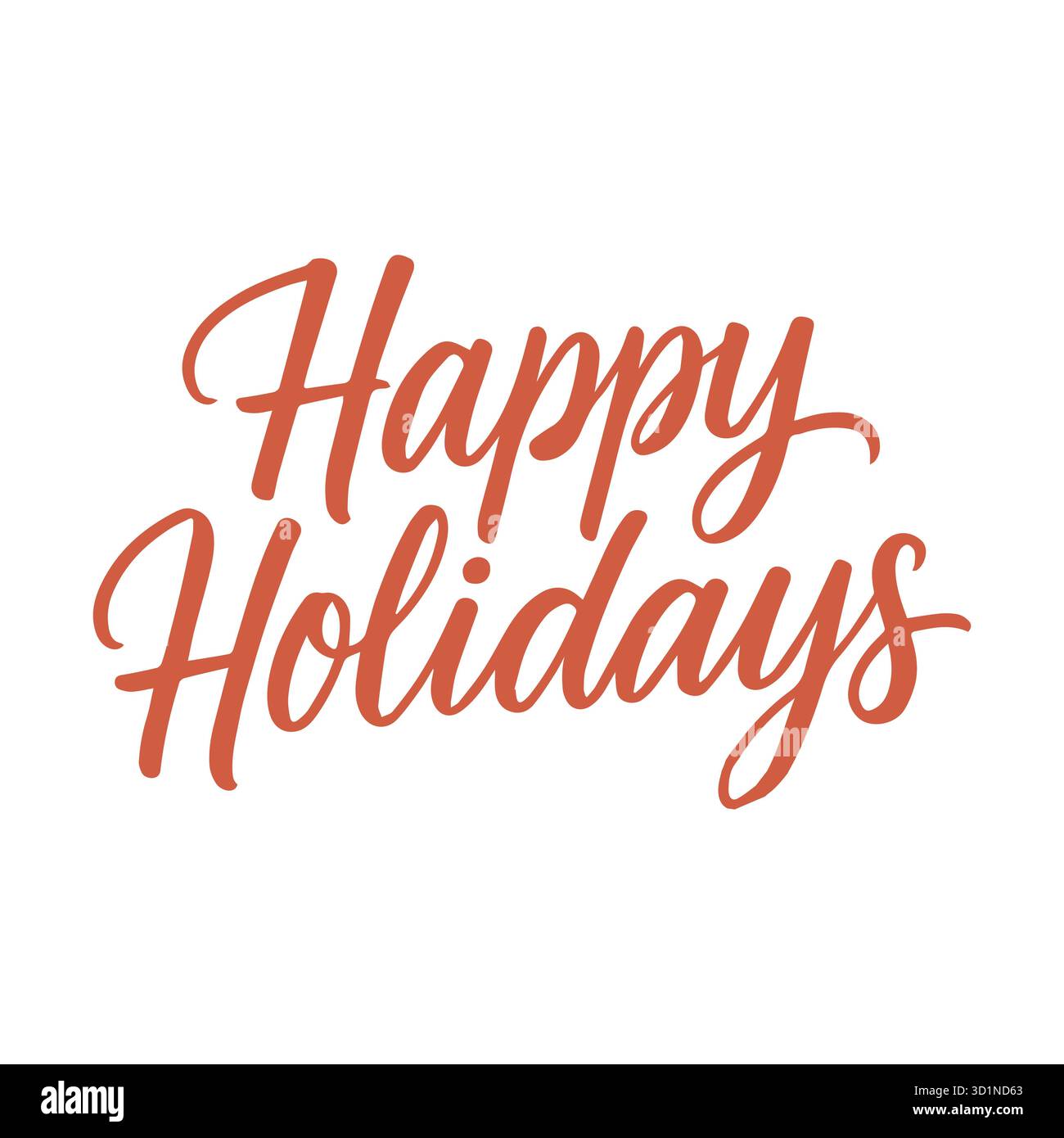 Happy Holidays, vektorrote Pinselschrift. Moderne handgezeichnete Kalligraphie auf weißem Hintergrund. Weihnachtsvektor-Illustration in Tinte. Wintertypografie für ein Poster oder eine Geschenkkarte. Illustration der Vektorabwicklung Stock Vektor