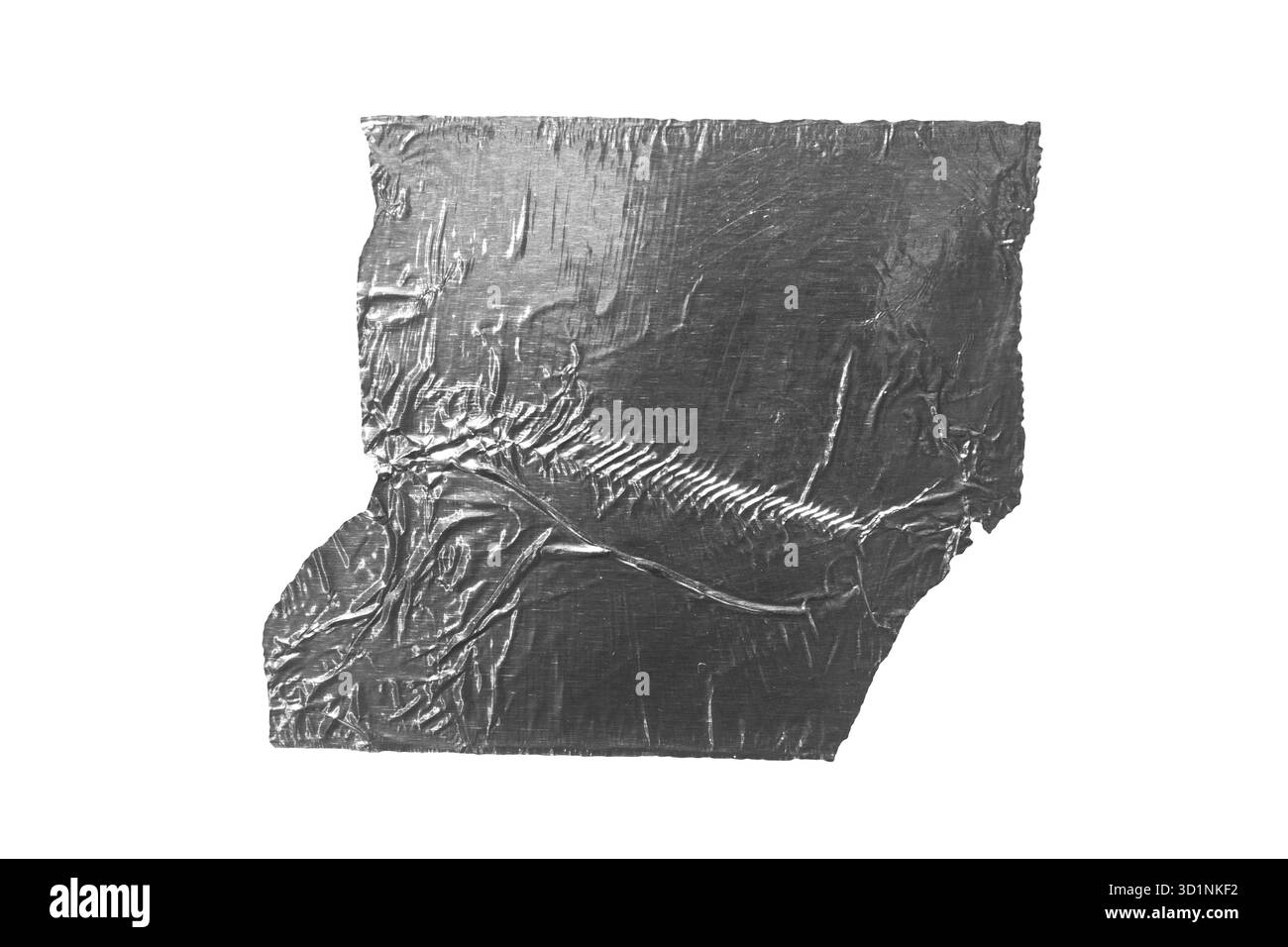 Gerissenes, aufgerissenes, klebriges Aluminiumfolienband isoliert Stockfoto