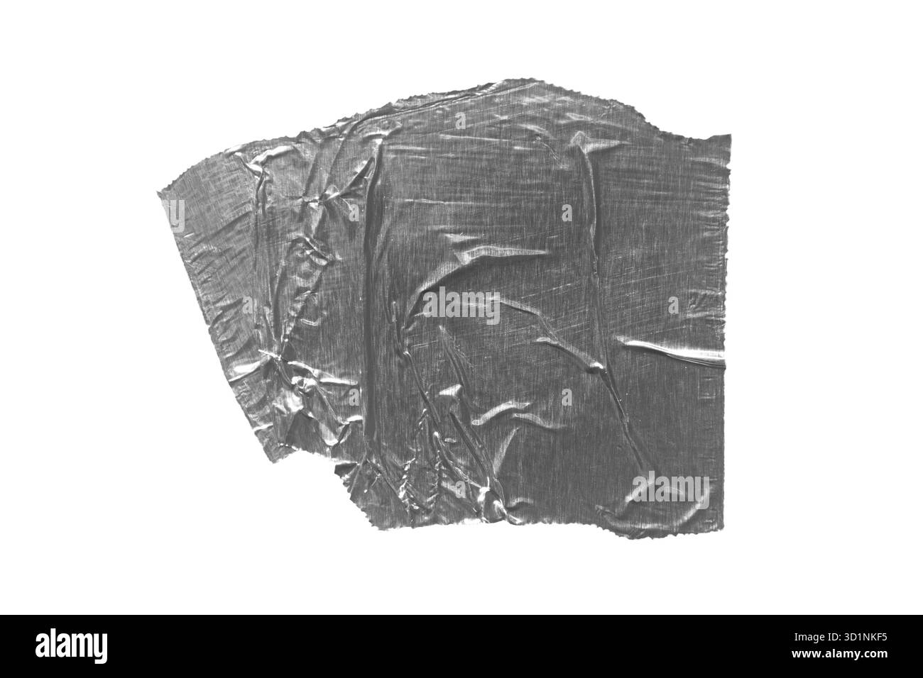 Gerissenes, aufgerissenes, klebriges Aluminiumfolienband isoliert Stockfoto