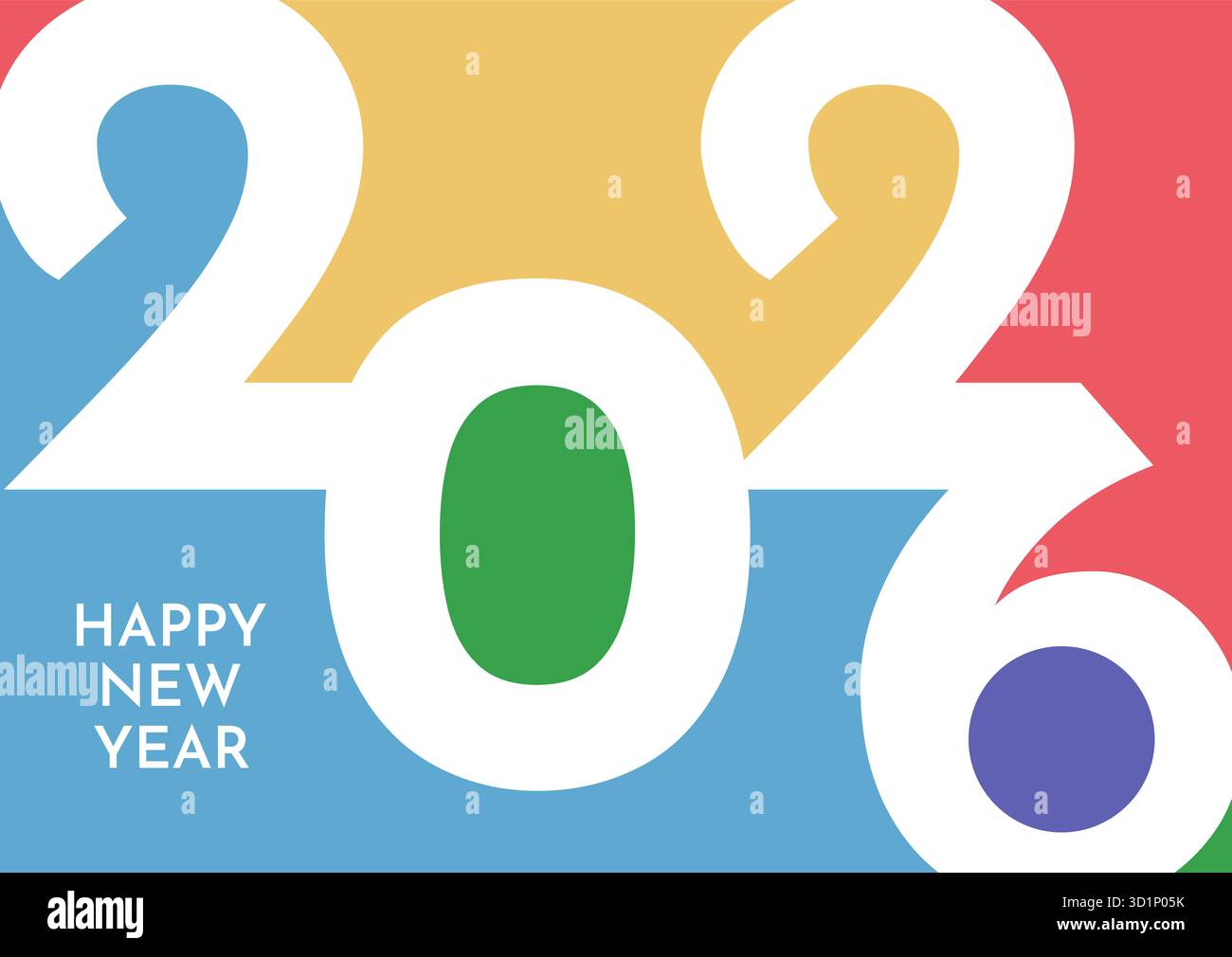Farbenfroher, moderner Text mit Happy New Year Hintergrund Stock Vektor