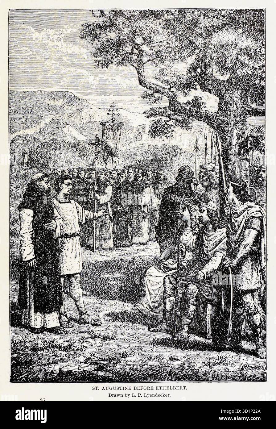 St. Augustinus vor Ethelbert aus dem BUCH XI. BARBARIAN ASCENDENCY in Band 12 von Ridpath's Universal History : ein Bericht über die Entstehung, den primitiven Zustand und die ethnische Entwicklung der großen Rassen der Menschheit und über die wichtigsten Ereignisse in der Evolution und Fortschritt des zivilisierten Lebens unter Menschen und Nationen, aus neueren und authentischen Quellen mit einer vorläufigen Untersuchung über die Zeit, den Ort und die Art des Beginns von Ridpath, John Clark, 1840-1900, veröffentlicht 1897 Stockfoto