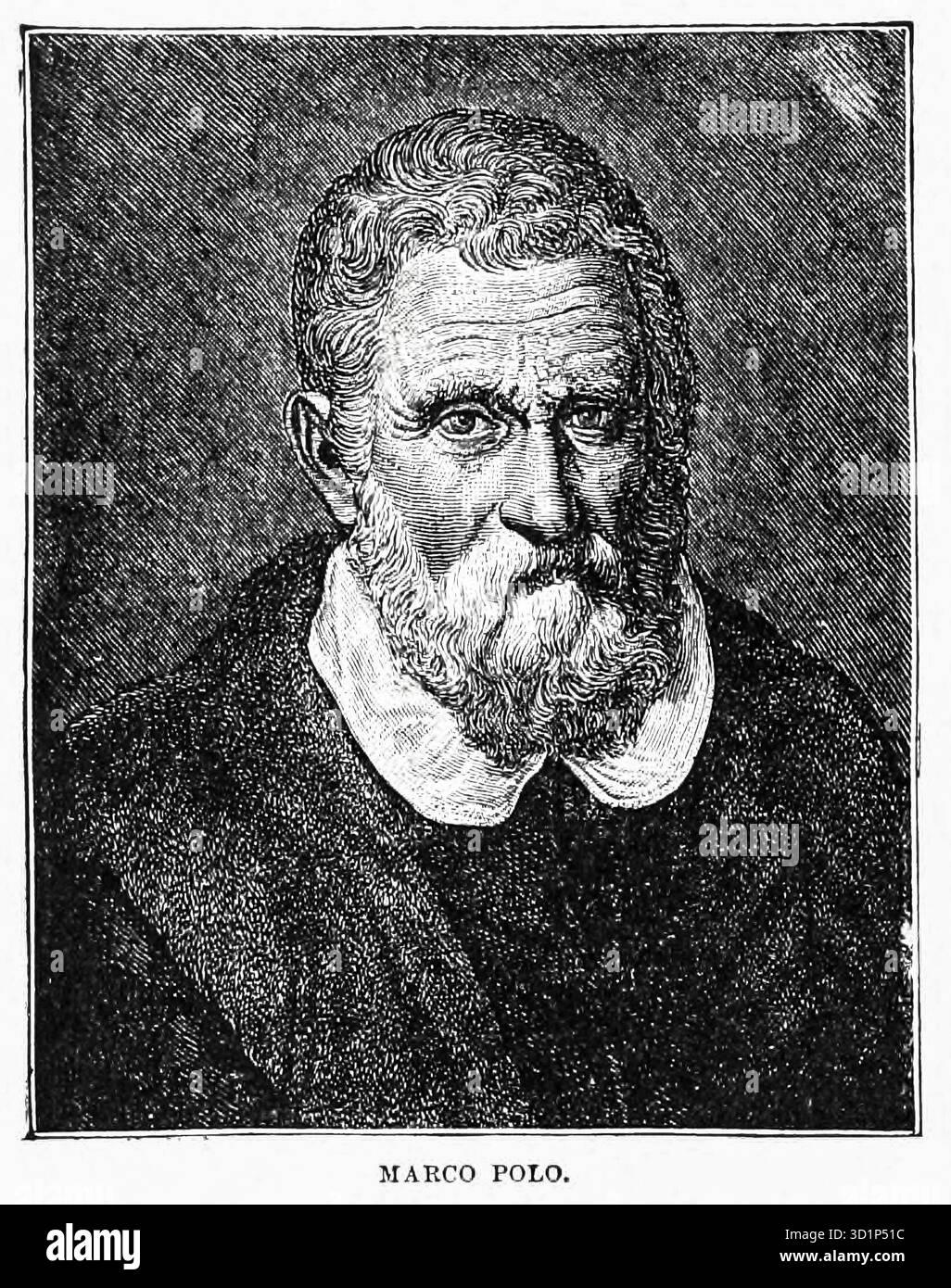 Porträt von Marco Polo aus Band 12, von Ridpfads Universeller Geschichte : ein Bericht über die Entstehung, den primitiven Zustand und die ethnische Entwicklung der großen Rassen der Menschheit und über die wichtigsten Ereignisse in der Evolution und dem Fortschritt des zivilisierten Lebens unter Menschen und Nationen, aus neueren und authentischen Quellen mit einer vorläufigen Untersuchung über die Zeit, den Ort und die Art des Beginns von Ridpath, John Clark, 1840-1900, veröffentlicht 1897 Stockfoto