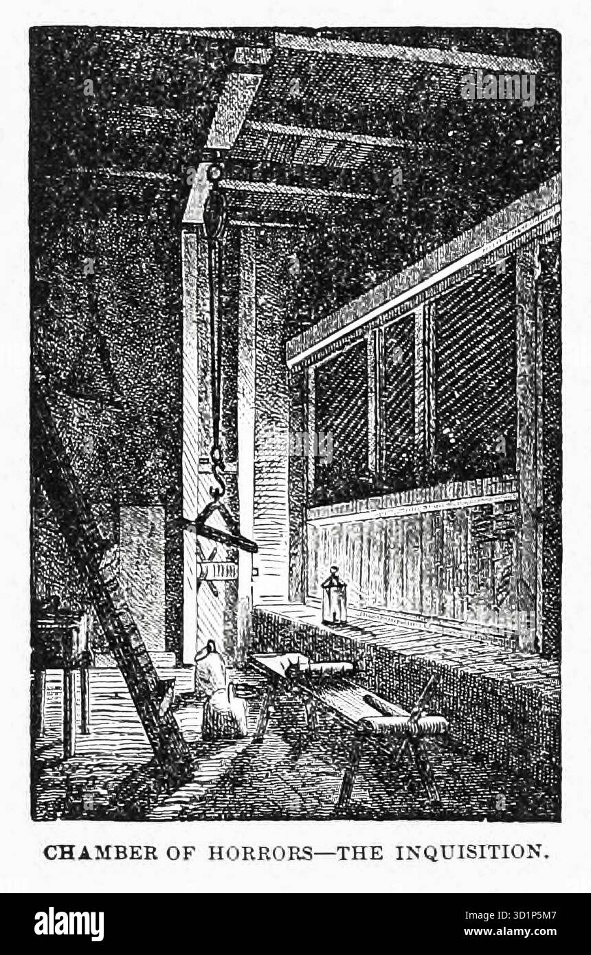 Kammer der Schrecken - die Inquisition aus Kapitel XCIII. England und Frankreich im dreizehnten Jahrhundert in Band 12, von Ridpath's Universal History : ein Bericht über den Ursprung, den primitiven Zustand und die ethnische Entwicklung der großen Rassen der Menschheit und über die Hauptereignisse in der Entwicklung und dem Fortschritt des zivilisierten Lebens unter Menschen und Nationen, aus neueren und authentischen Quellen mit einer vorläufigen Untersuchung über die Zeit, den Ort und die Art des Beginns von Ridpath, John Clark, 1840-1900, veröffentlicht 1897 Stockfoto