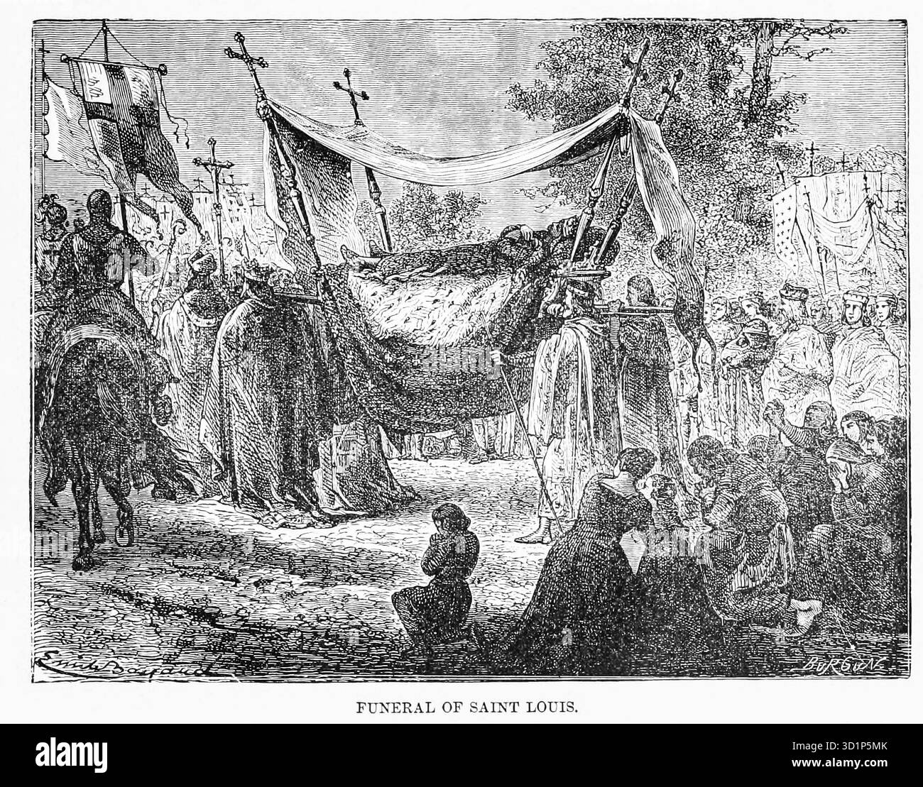 Beerdigung von Saint Louis aus Kapitel XCIII. England und Frankreich im dreizehnten Jahrhundert in Band 12, von Ridpath's Universal History : ein Bericht über den Ursprung, den primitiven Zustand und die ethnische Entwicklung der großen Rassen der Menschheit und über die Hauptereignisse in der Entwicklung und dem Fortschritt des zivilisierten Lebens unter Menschen und Nationen, aus neueren und authentischen Quellen mit einer vorläufigen Untersuchung über die Zeit, den Ort und die Art des Beginns von Ridpath, John Clark, 1840-1900, veröffentlicht 1897 Stockfoto