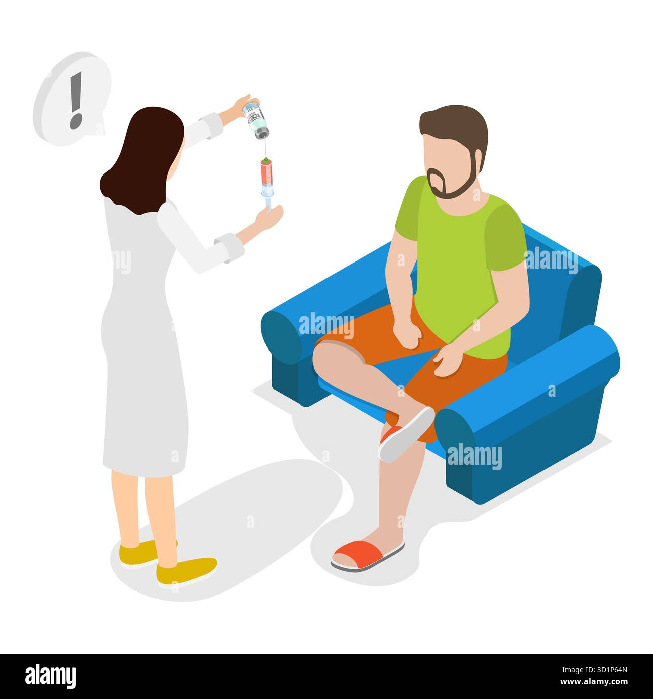 Isometrische 3D flache Illustration der Anästhesiologie, medizinische Sedierung. Punkt 2 Stockfoto