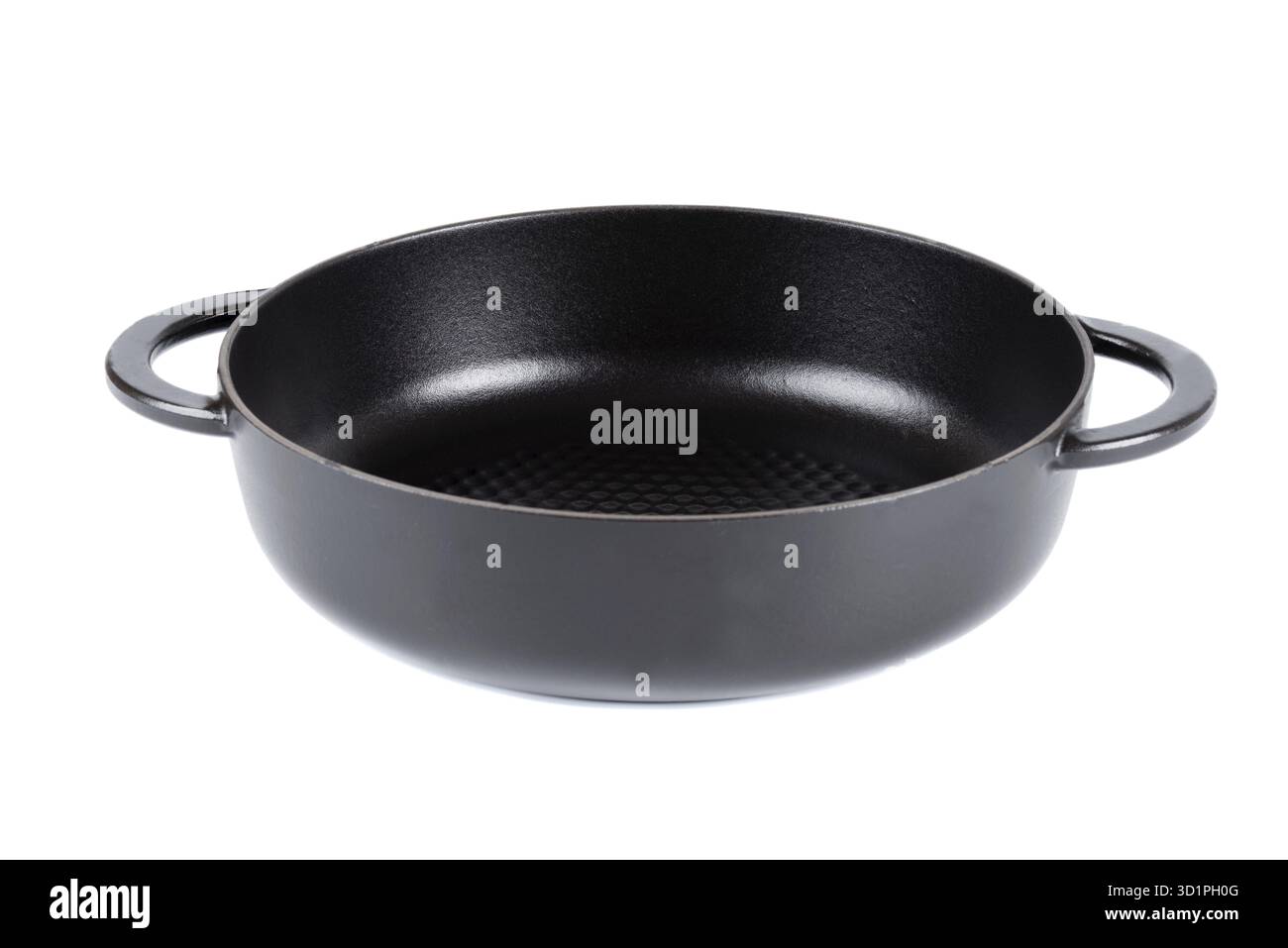 Gusseisenpfanne isoliert auf weiß Stockfoto