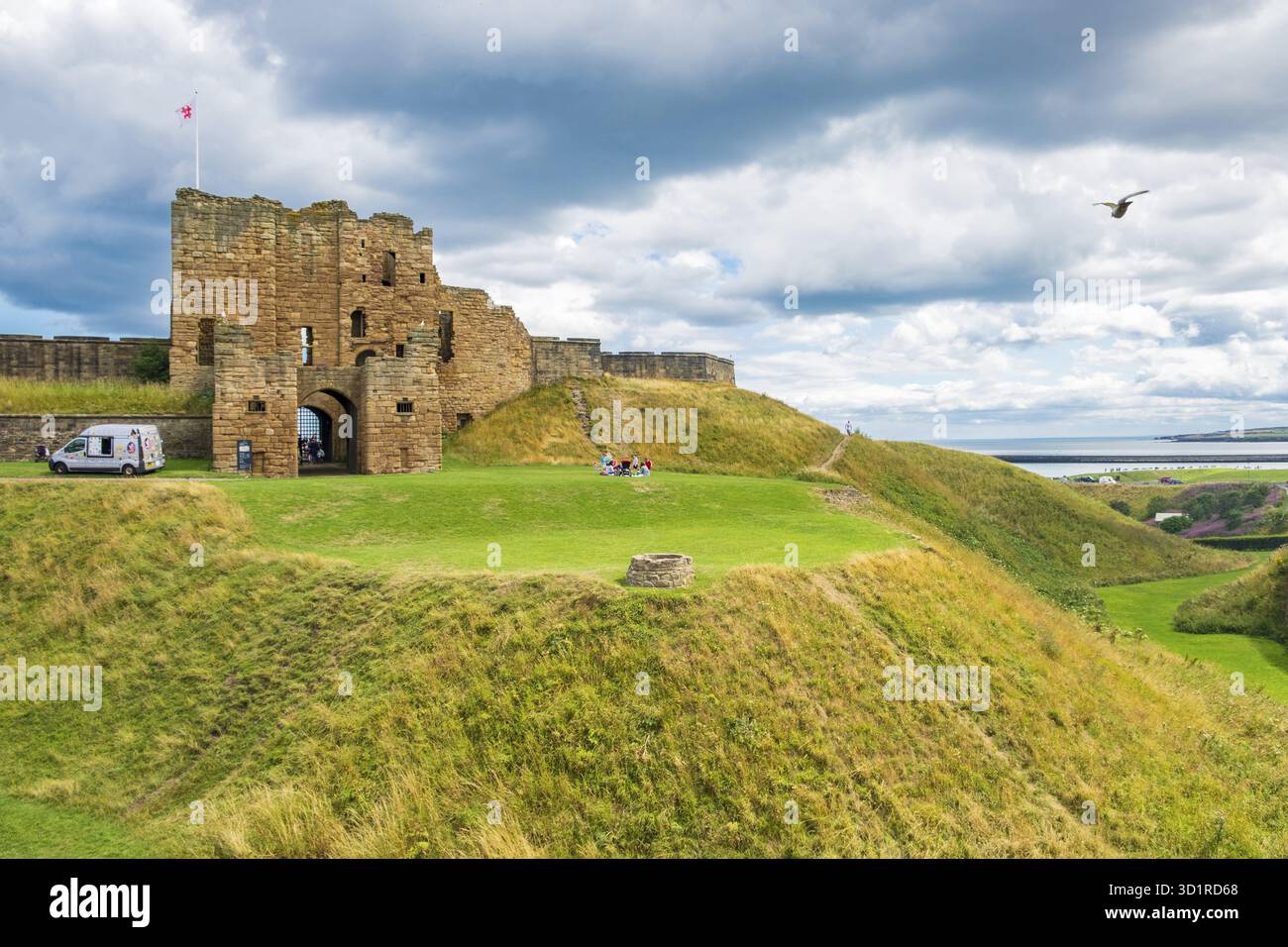 Tynemouth, England - 2. August 2018: Ruinen der mittelalterlichen Tynemouth Priory and Castle, eine beliebte Besucherattraktion Stockfoto