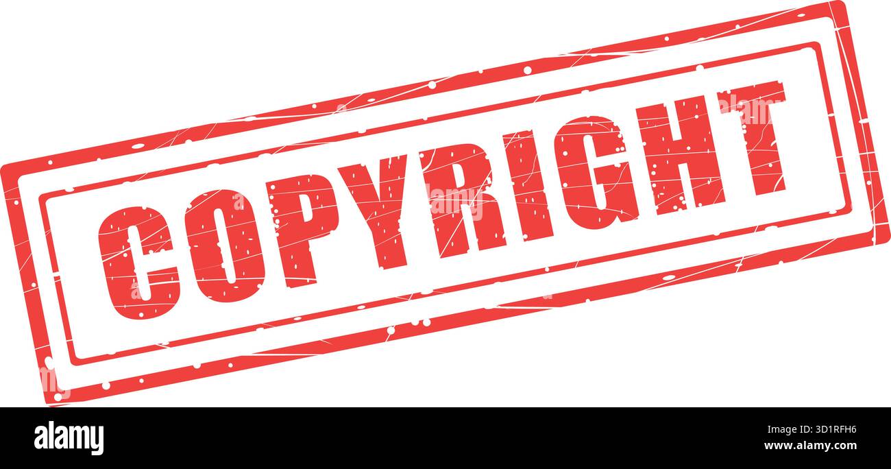 Vektorillustration roter Gummistempel Copyright Text getragene Textur Konzept Stock Vektor