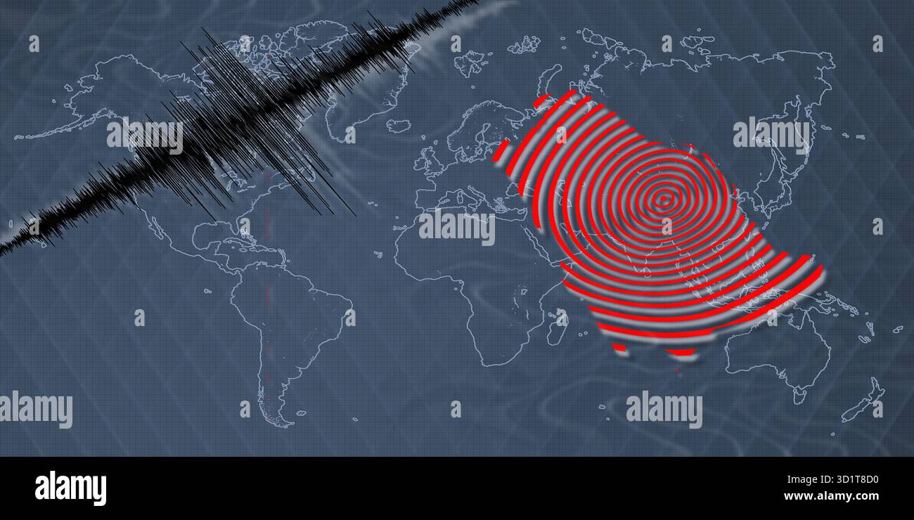 Seismische Aktivität Erdbeben Saudi-Arabien Karte Stockfoto