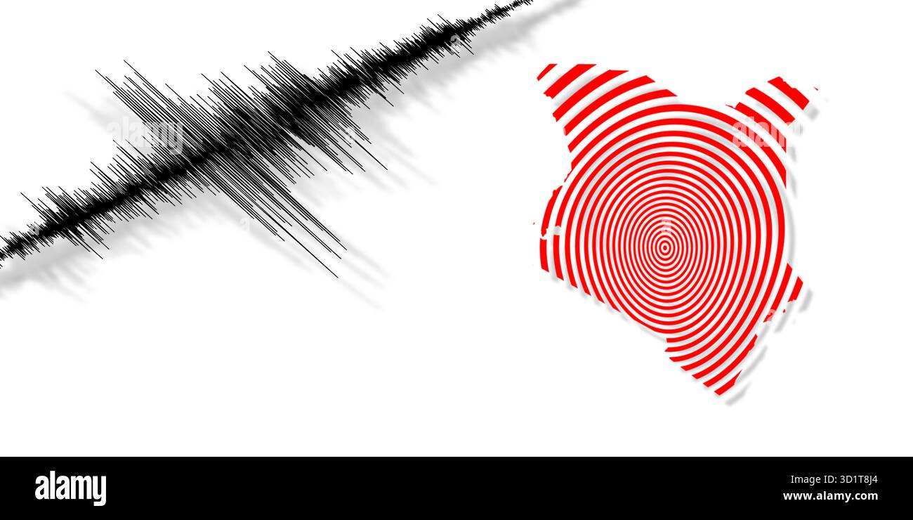 Erdbebenkarte Kenia Stockfoto