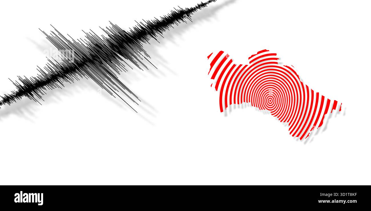 Erdbeben Erdbeben Turkmenistan Karte Richterskala Stockfoto