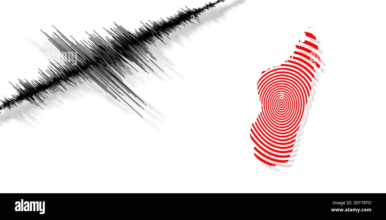 Seismische Aktivität Erdbeben Madagaskar Karte Stockfoto